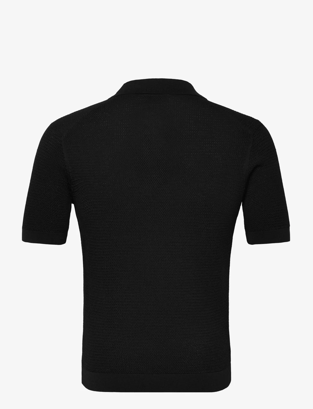 Mango - Structured fine-knit polo shirt - stickade pikéer - black - 1