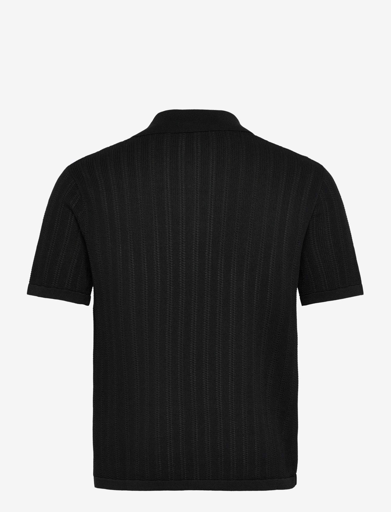 Mango - Knitted shirt with pointelle detail - kortærmede skjorter - black - 1