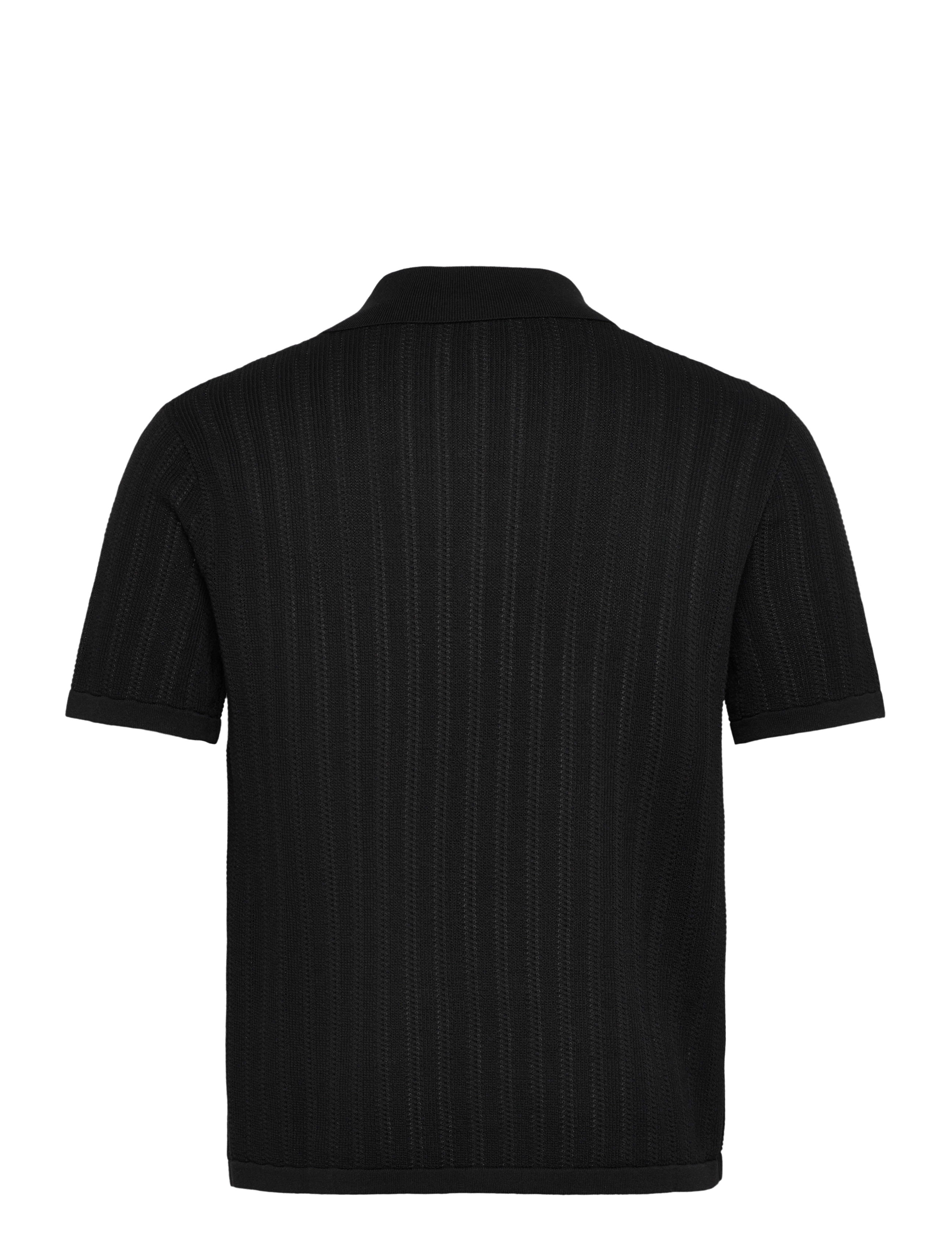 Mango - Knitted shirt with pointelle detail - kortærmede skjorter - black - 1