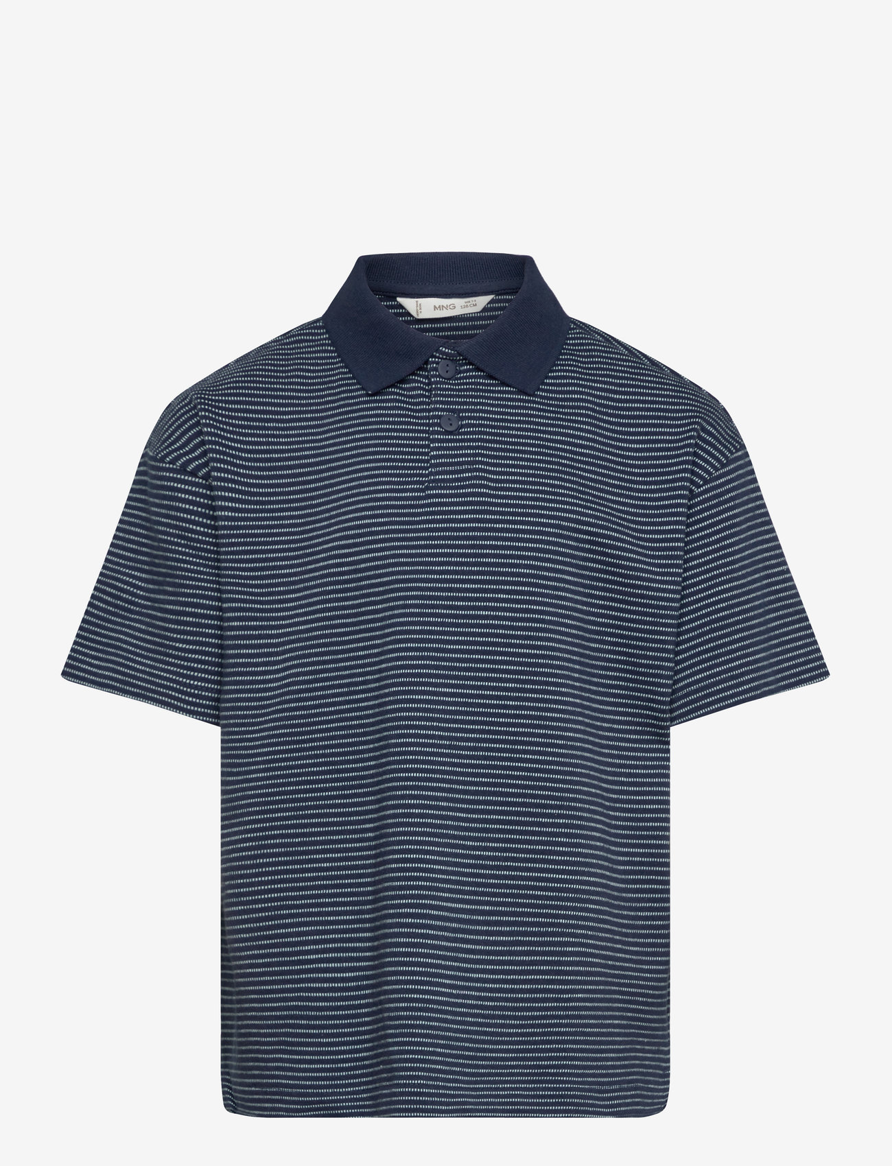 Mango - Striped cotton polo shirt - navy - 0