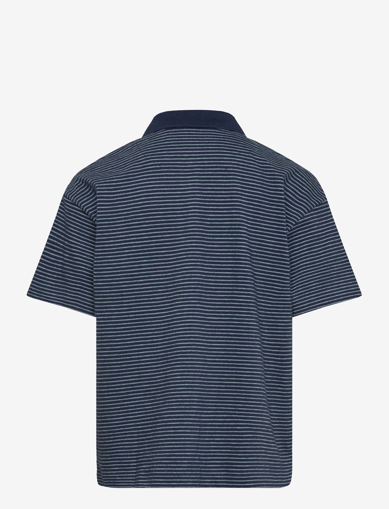 Mango - Striped cotton polo shirt - navy - 1