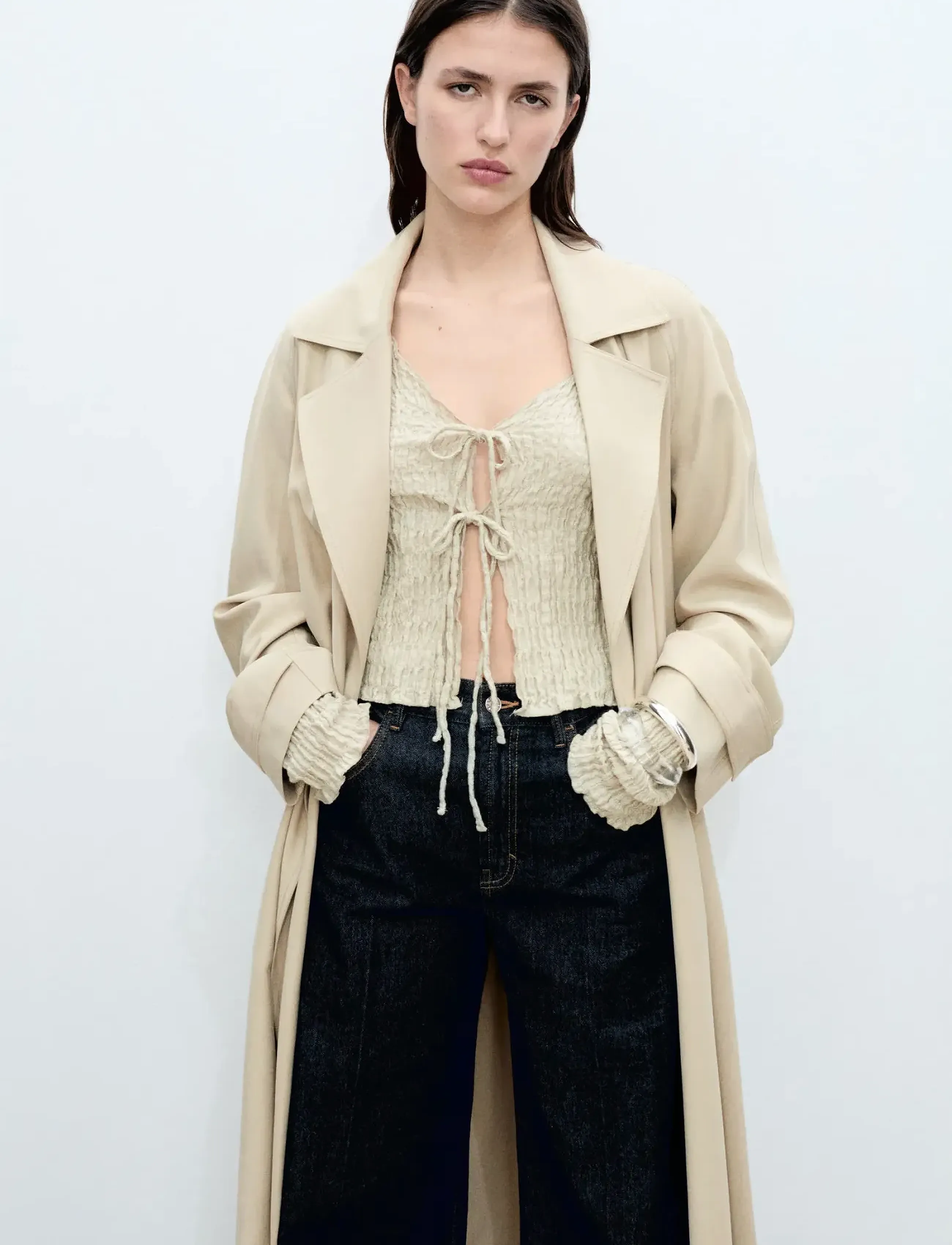 Mango Soft trench coat with belt - Kappor - LT PASTEL GREY / beige