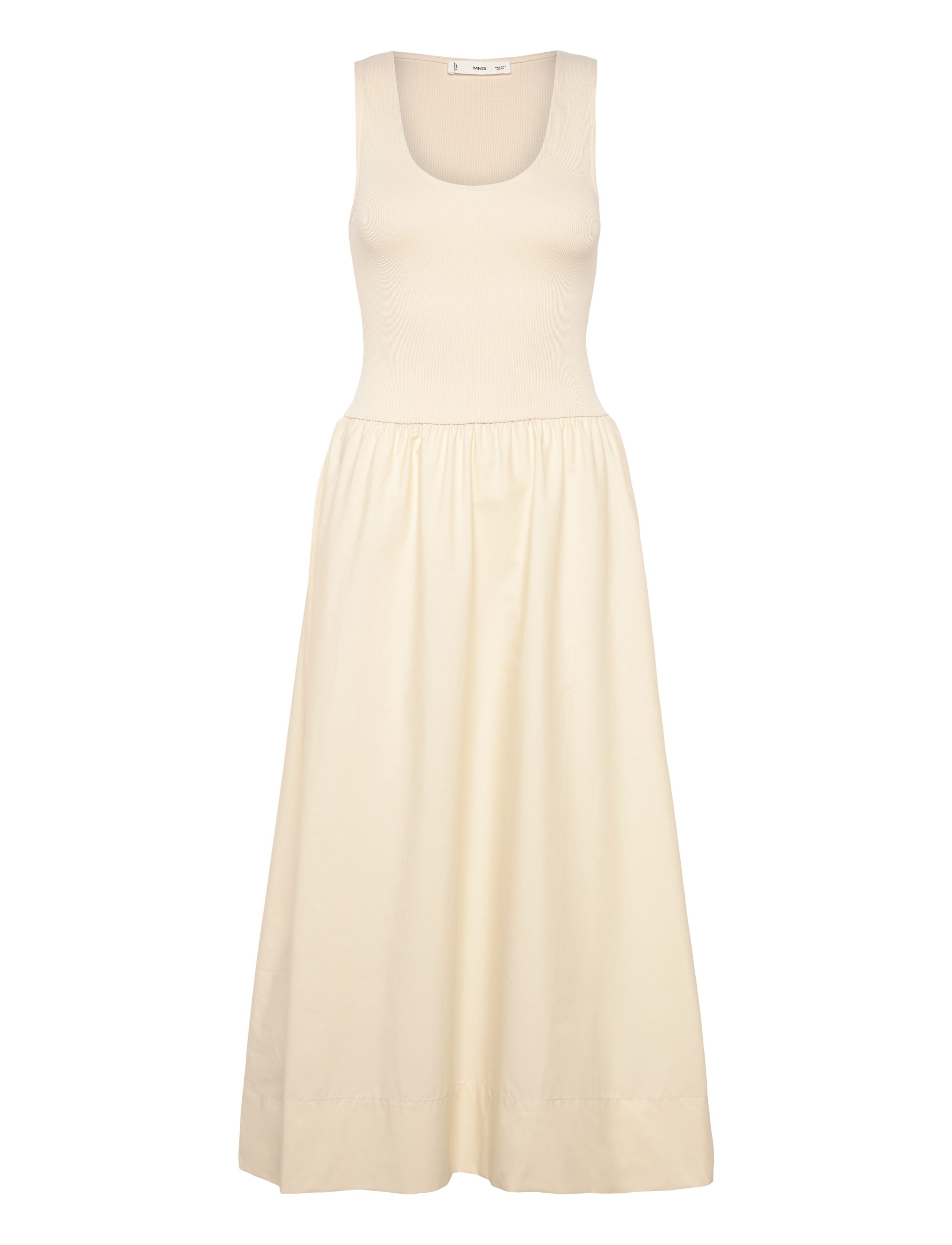Mango - Flared dress in combined fabric - light beige - 1