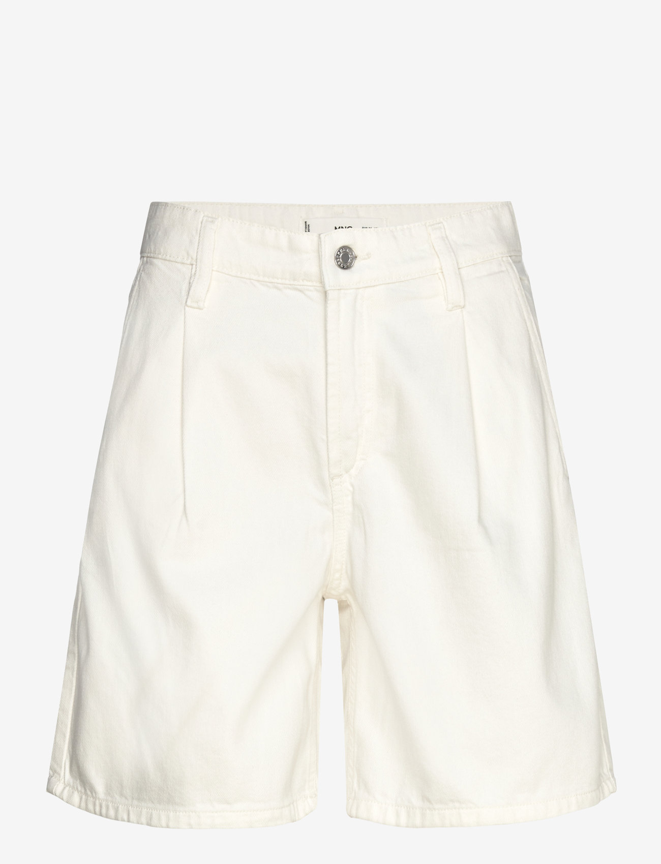 Mango - Mid-rise denim bermuda shorts with pleats - bermudashorts - natural white - 1