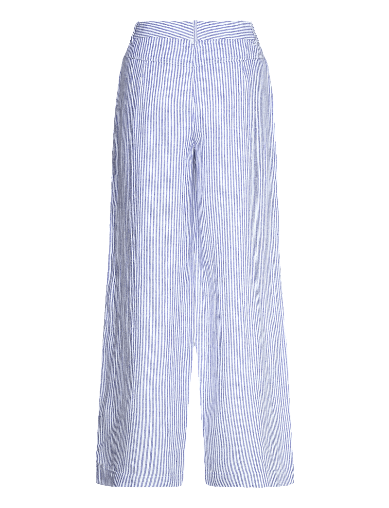 Mango - Striped linen-blend trousers - linnebyxor - medium blue - 1