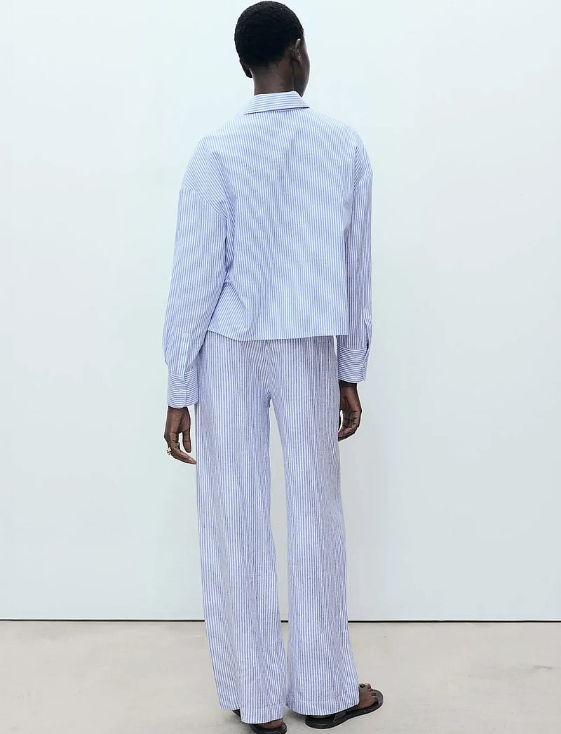 Mango - Striped linen-blend trousers - linnebyxor - medium blue - 2