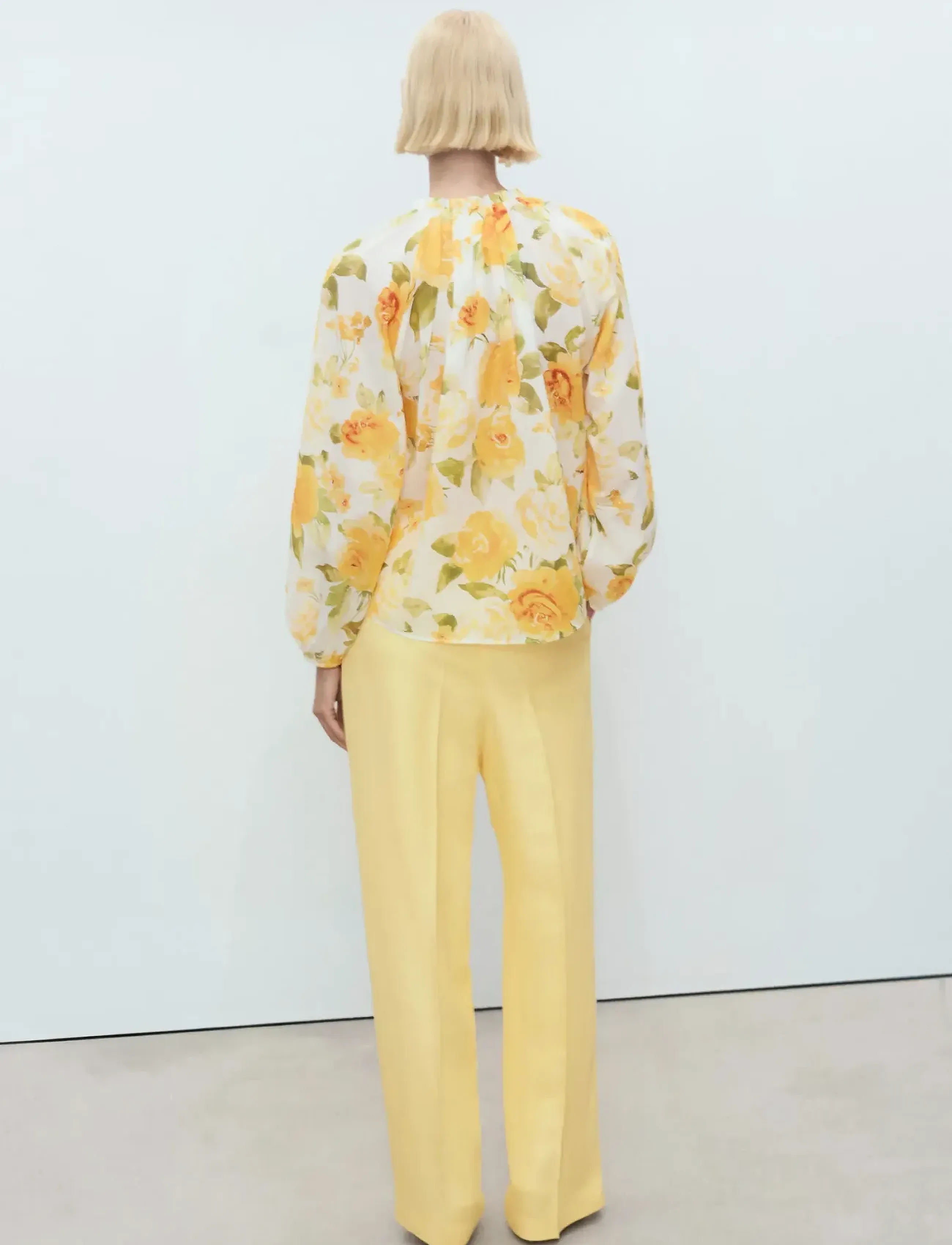 Mango - Floral cotton blouse - yellow - 3