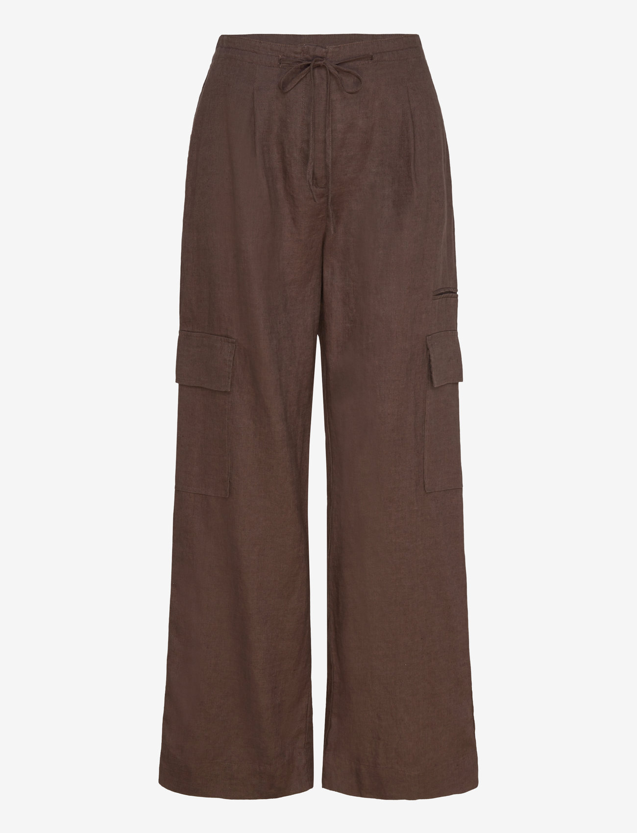 Mango - Linen cargo trousers - leinenhosen - brown - 1