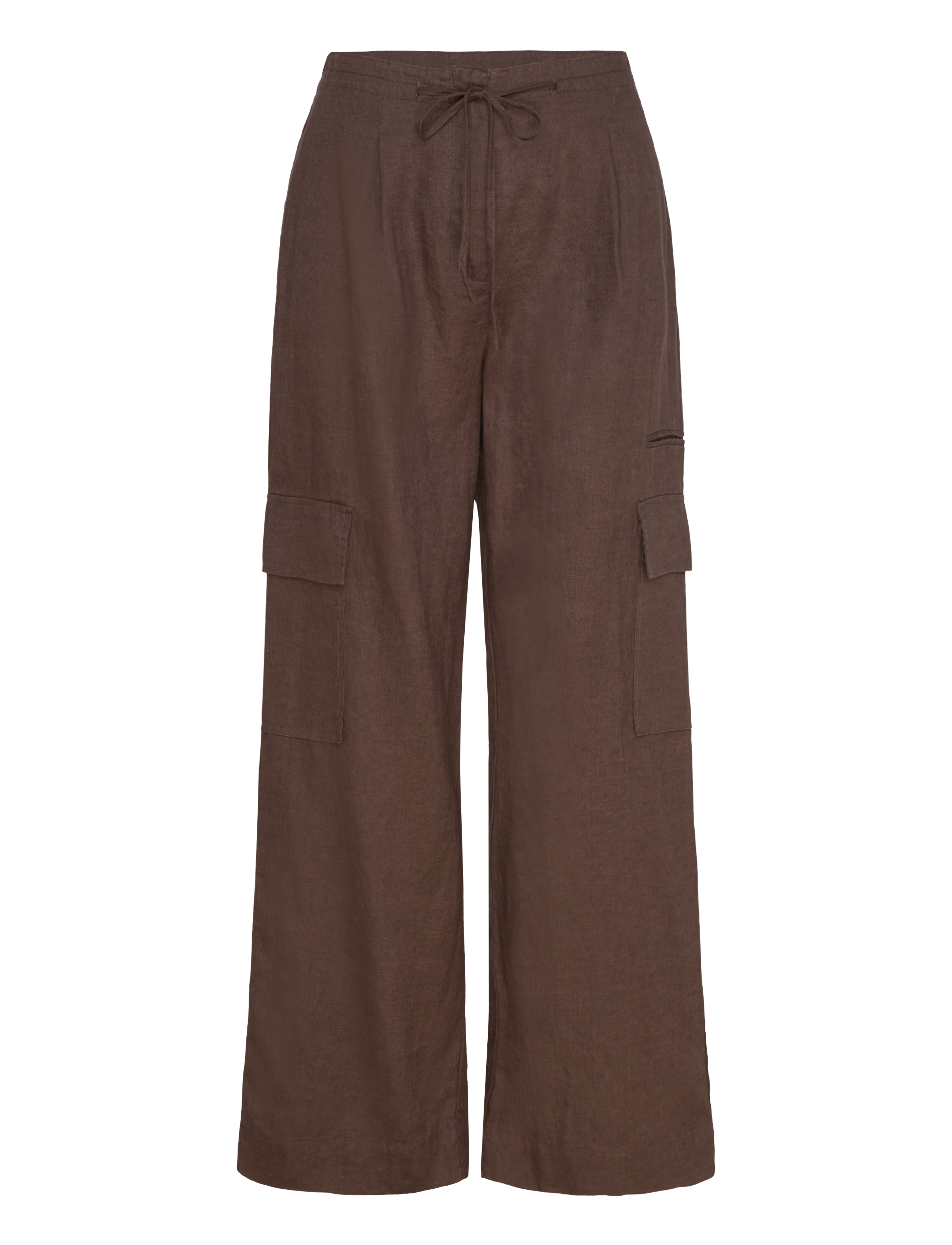Mango Linen cargo trousers - Byxor - BROWN / brown