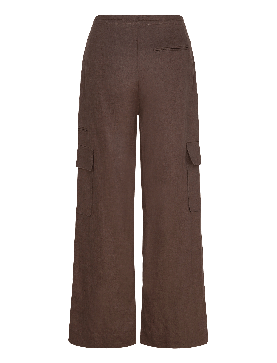 Mango - Linen cargo trousers - hørbukser - brown - 2