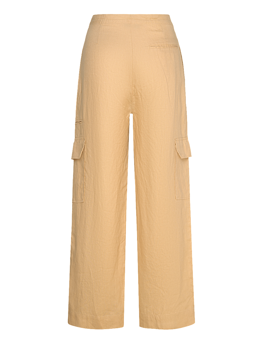 Mango - Linen cargo trousers - hørbukser - medium yellow - 2