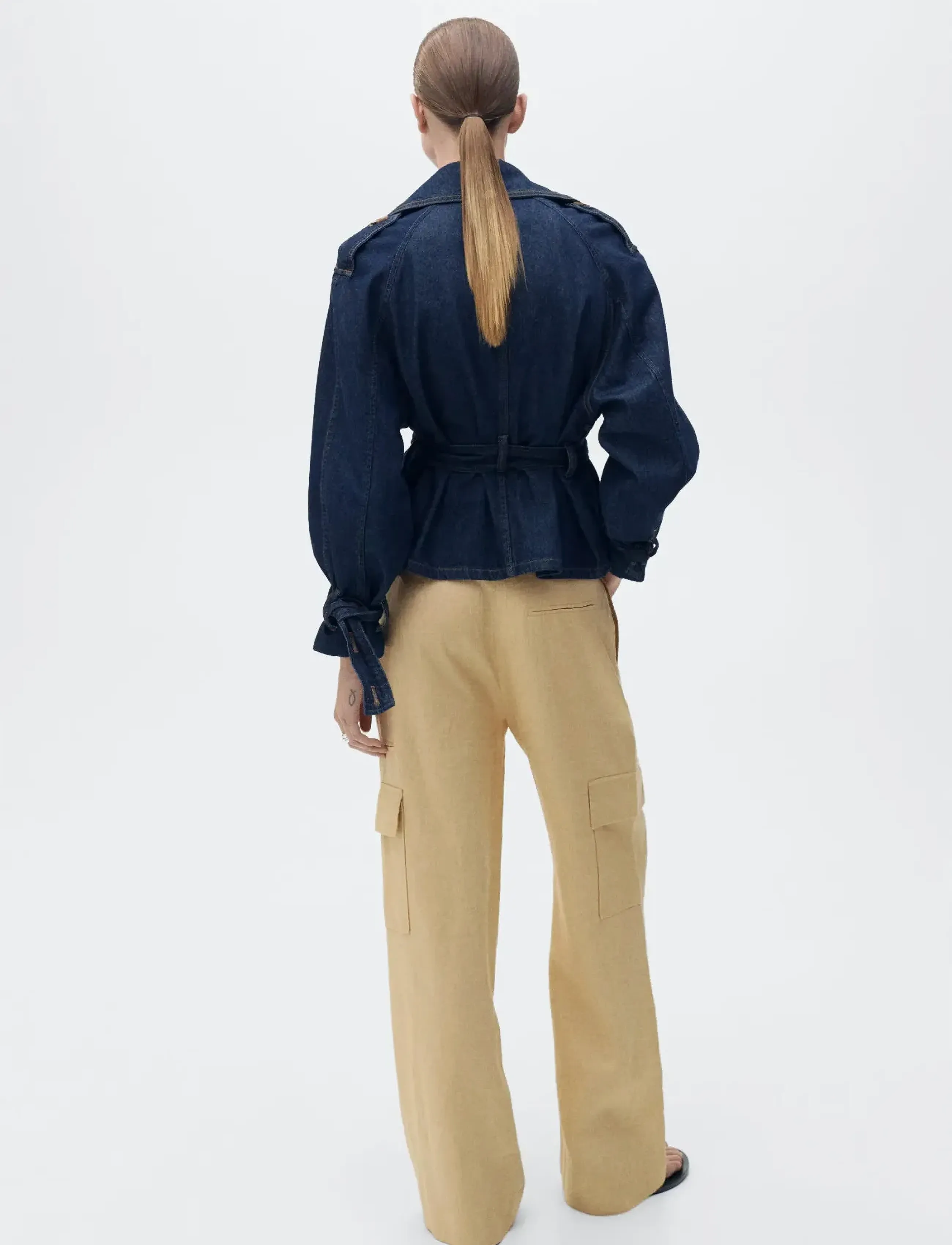Mango - Linen cargo trousers - linased püksid - medium yellow - 3