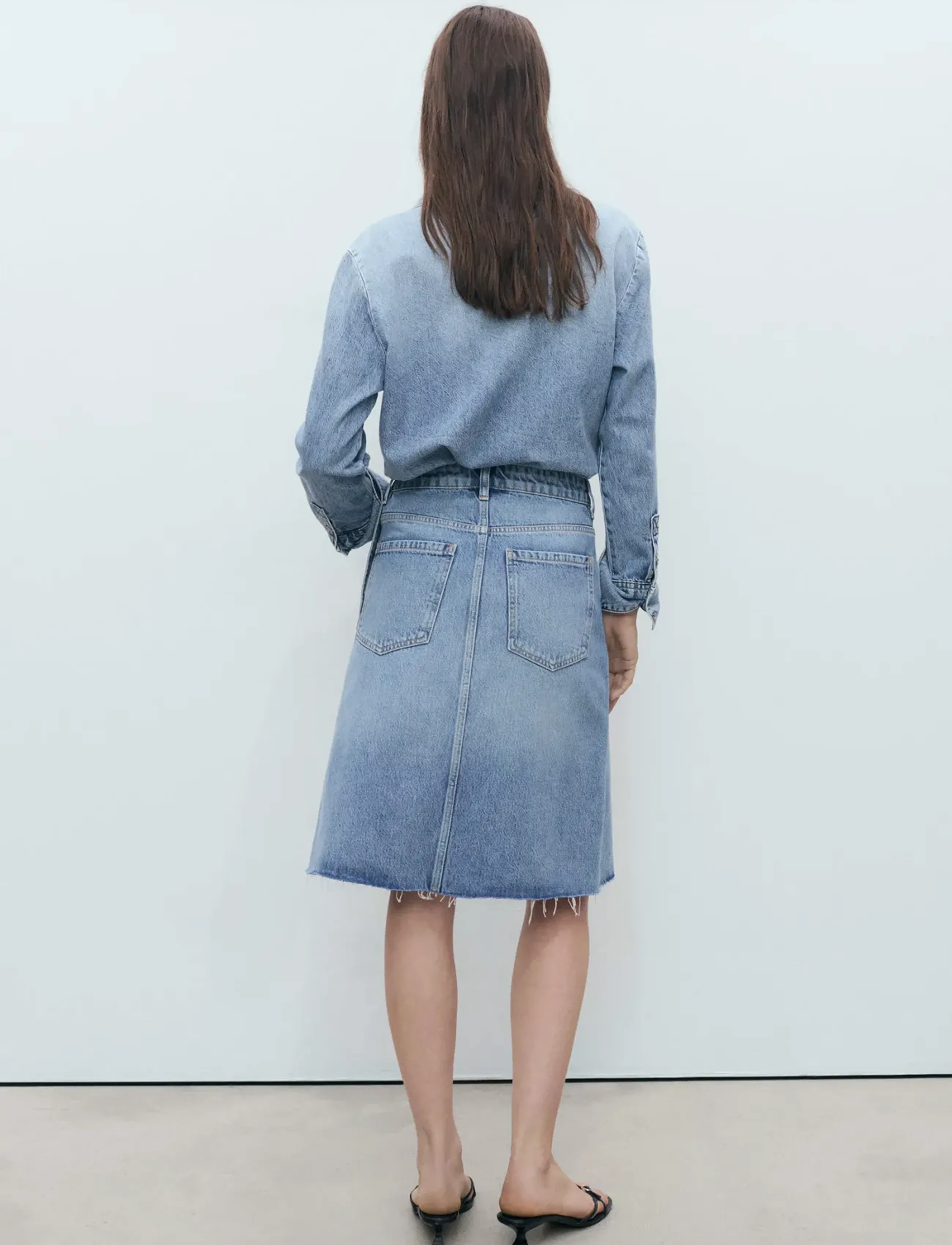 Mango - Midi denim skirt - lowest prices - open blue - 3