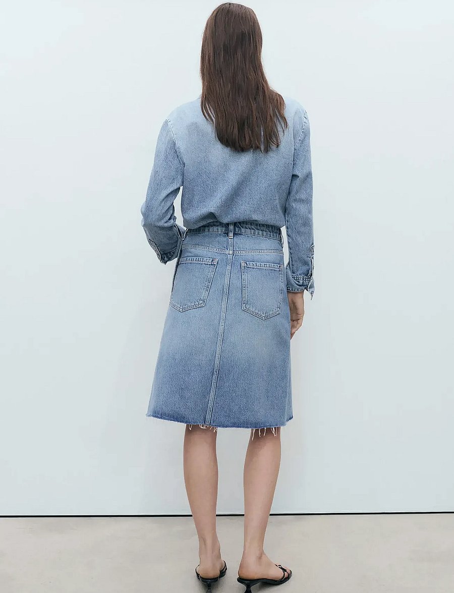 Mango - Midi denim skirt - open blue - 3