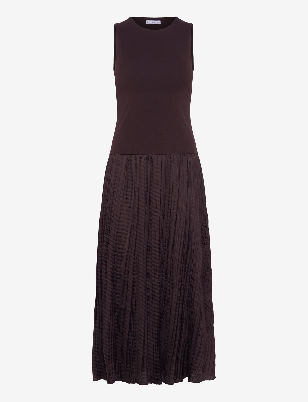 Mango - Combined-fabric long dress - t-shirt dresses - brown - 1