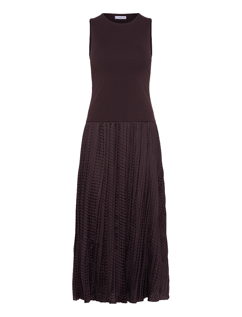 Mango - Combined-fabric long dress - t-paitamekot - brown - 1