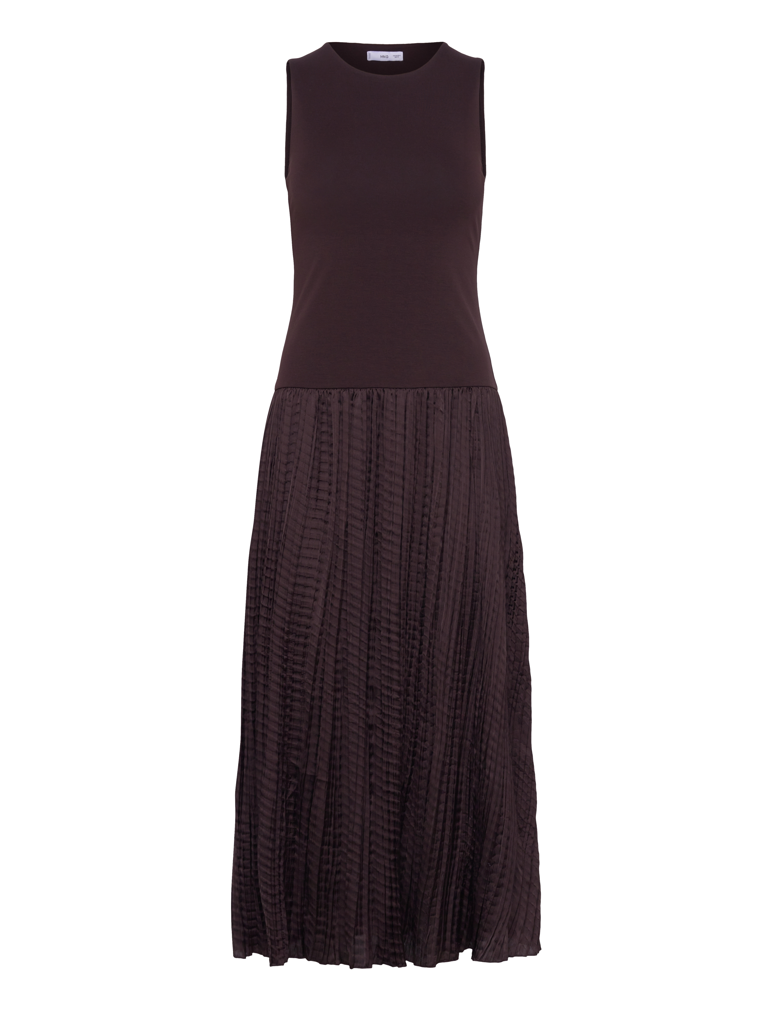 Mango Combined-fabric long dress - Kleider - BROWN / brown