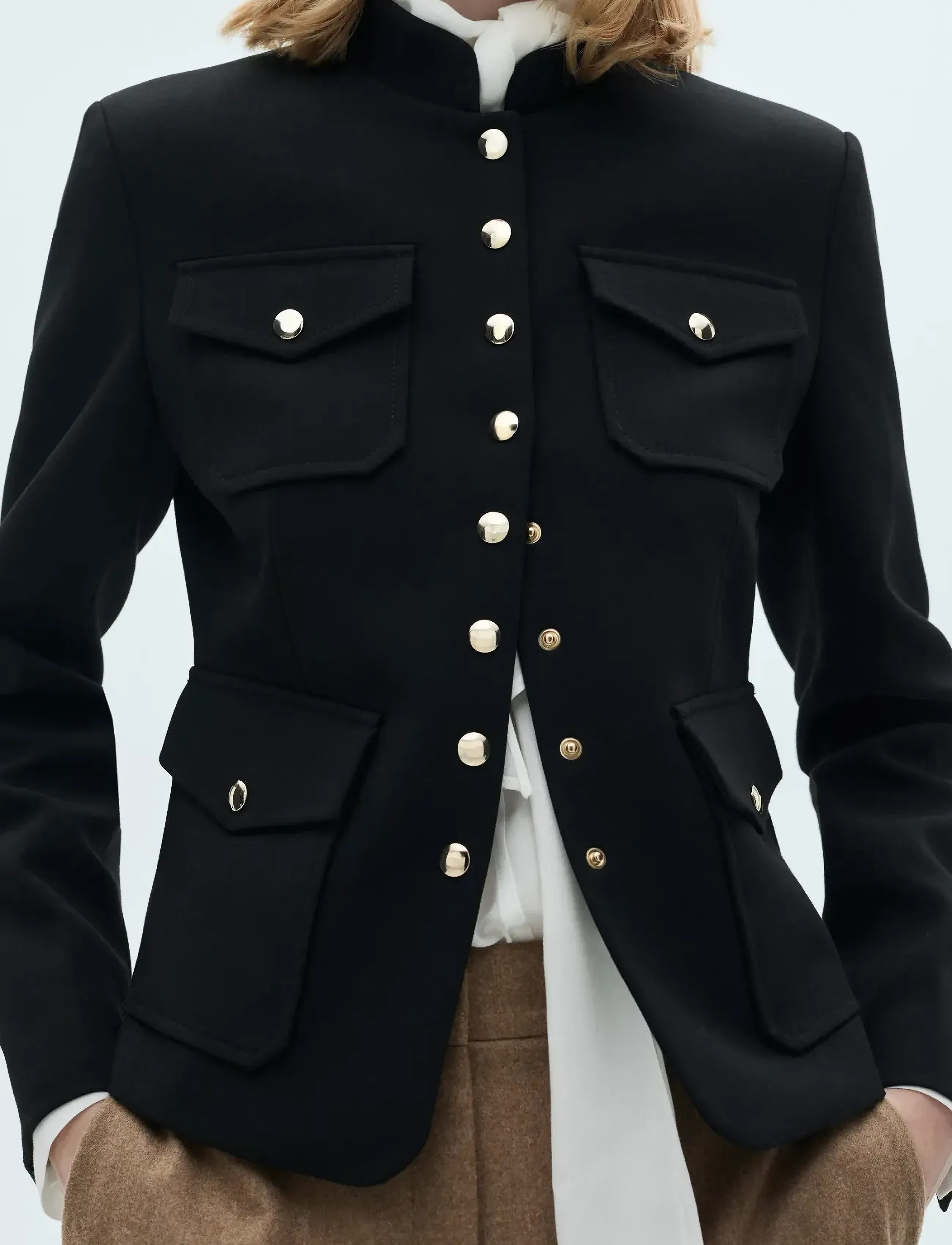 Mango Jacket Pockets With Button Detail, XS, Blazer, Schwarz - Single Breasted Frauen