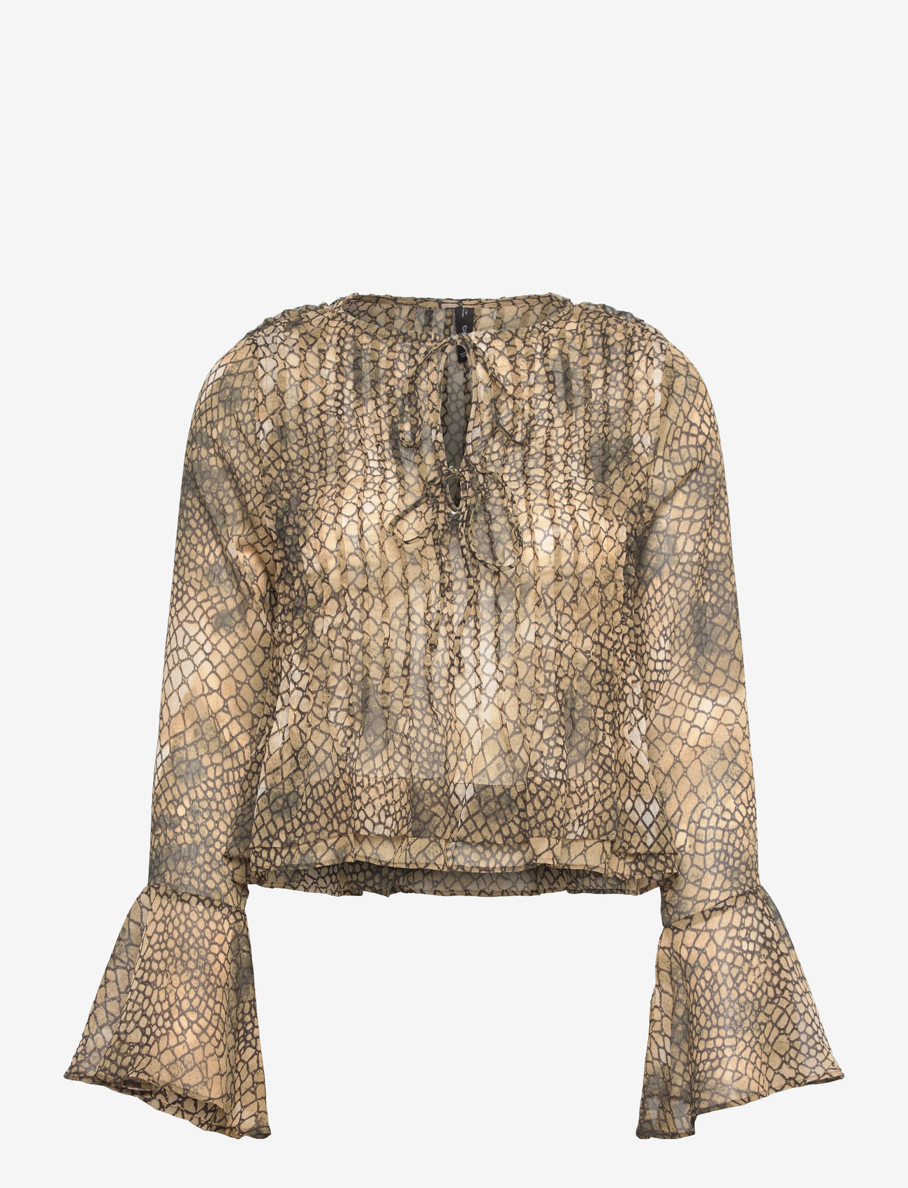 Mango - Puffed-sleeve printed shirt - langärmlige hemden - brown - 0