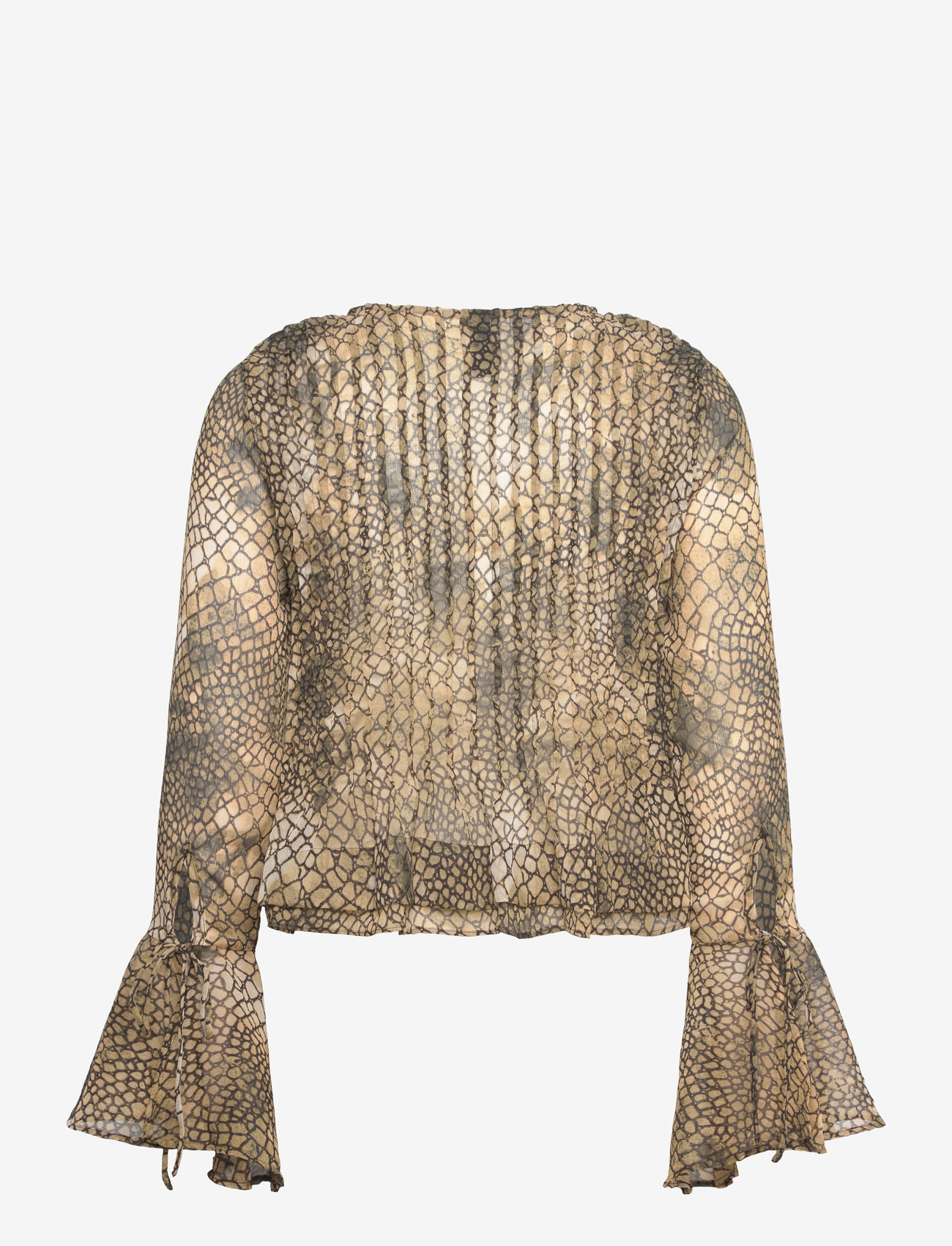 Mango - Puffed-sleeve printed shirt - langärmlige hemden - brown - 1