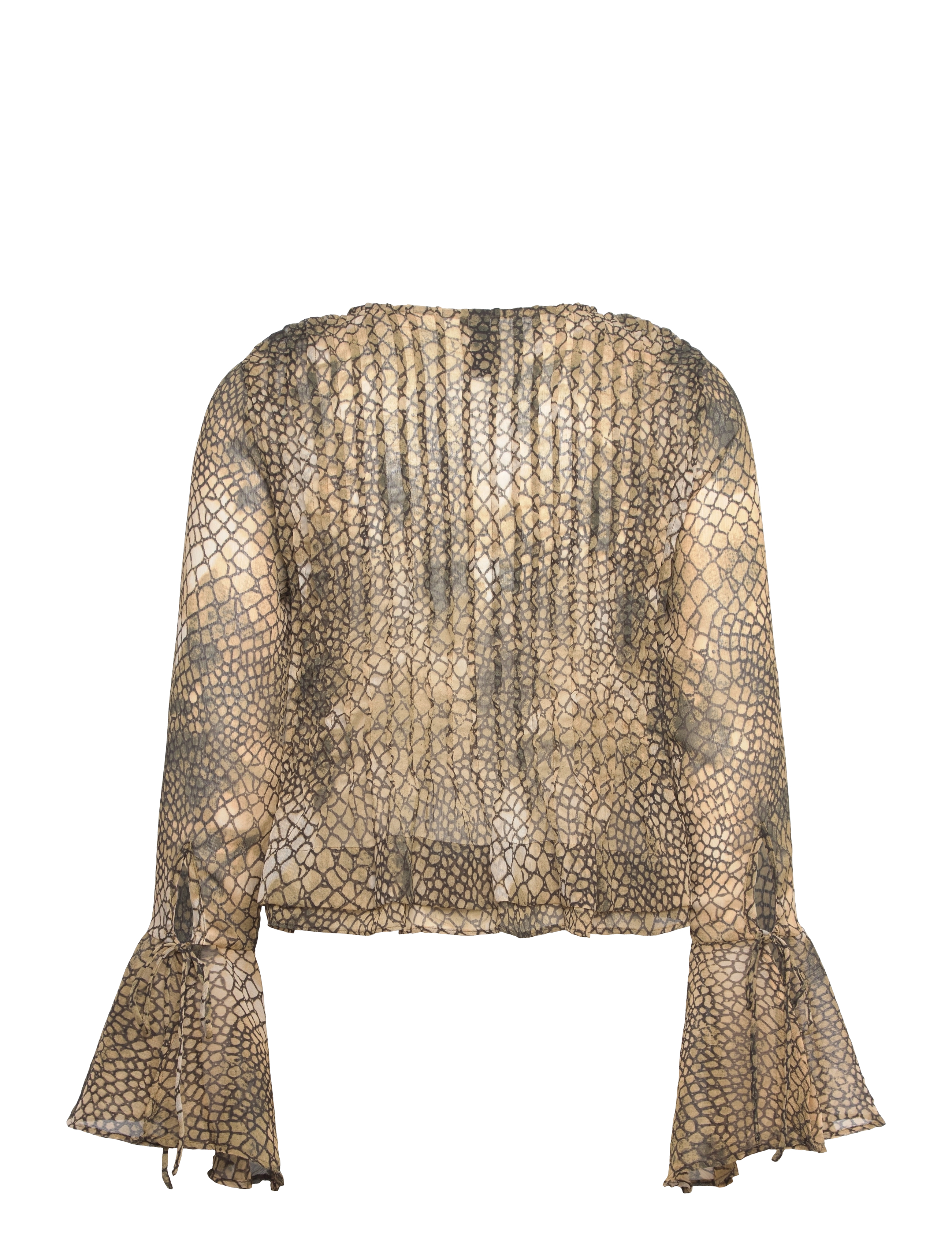 Mango - Puffed-sleeve printed shirt - pikkade varrukatega särgid - brown - 1