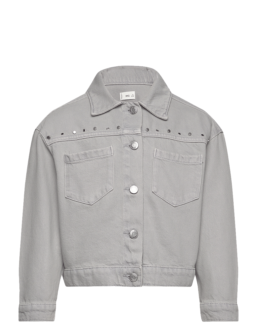 Mango - Studded denim jacket - jeansjackor - open grey - 0