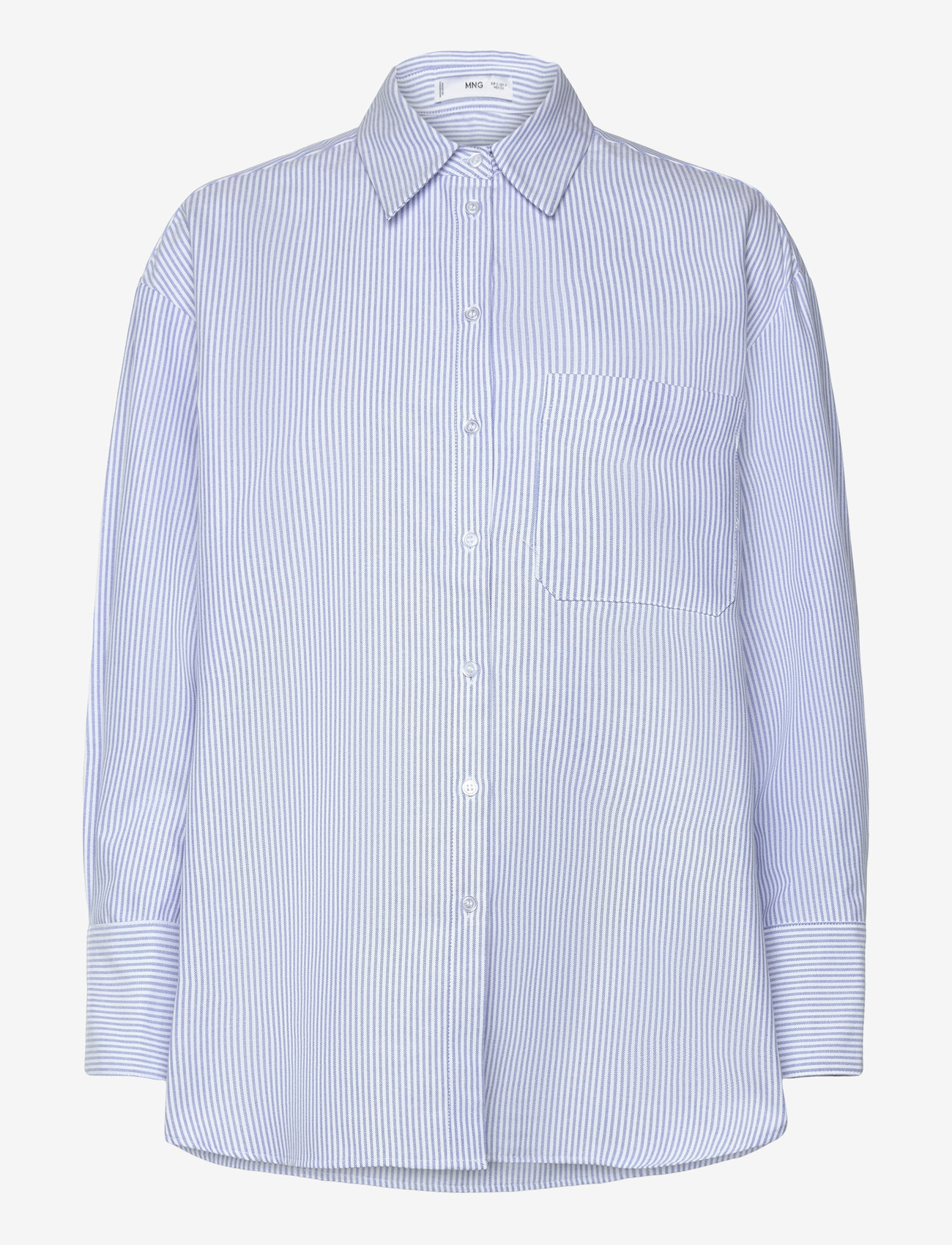 Mango - Striped cotton shirt - langærmede skjorter - lt-pastel blue - 0