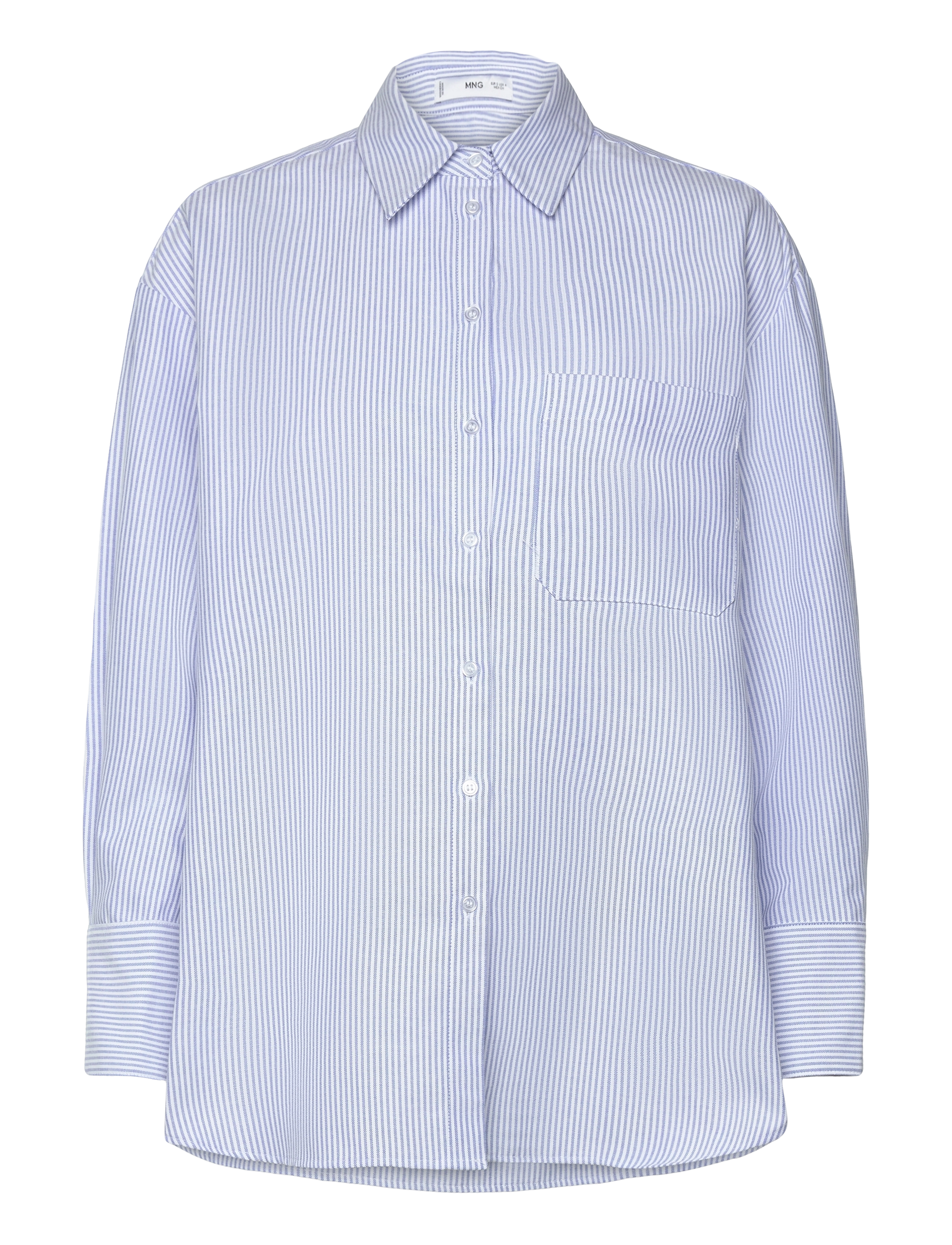 Mango Striped cotton shirt - Kläder - LT-PASTEL BLUE / blue