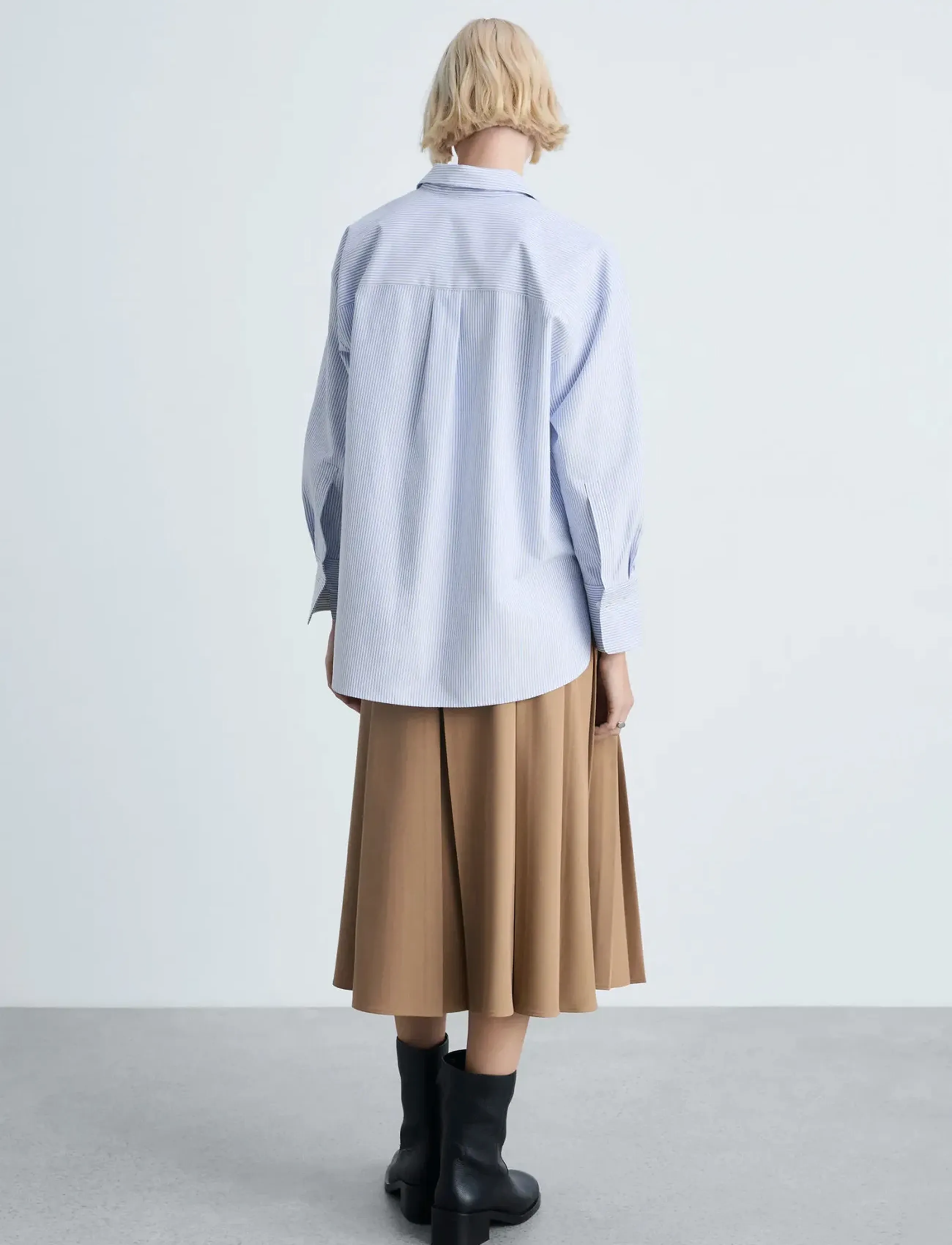 Mango - Striped cotton shirt - lt-pastel blue - 2