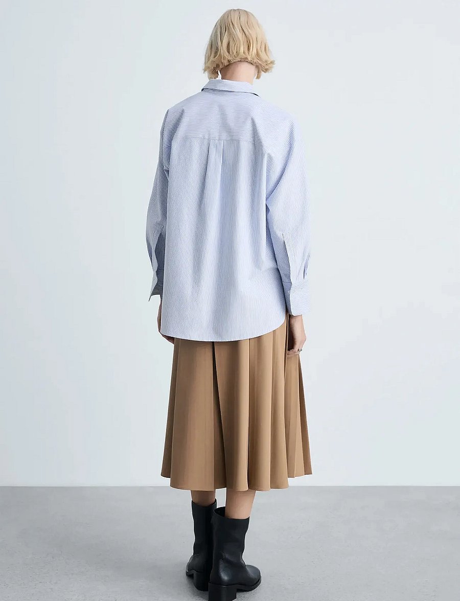 Mango - Striped cotton shirt - langärmlige hemden - lt-pastel blue - 2