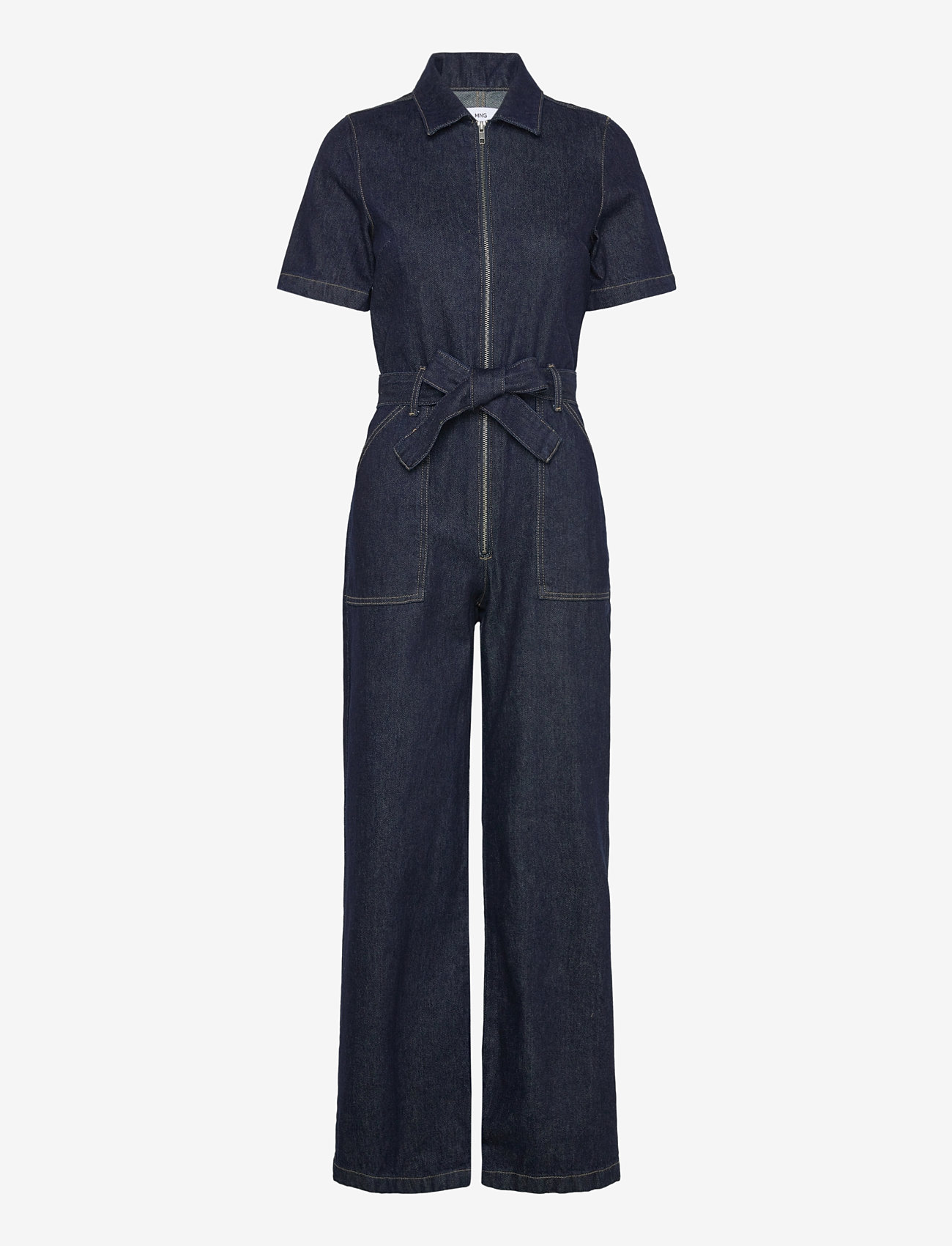 Mango - Short-sleeved denim jumpsuit - open blue - 0