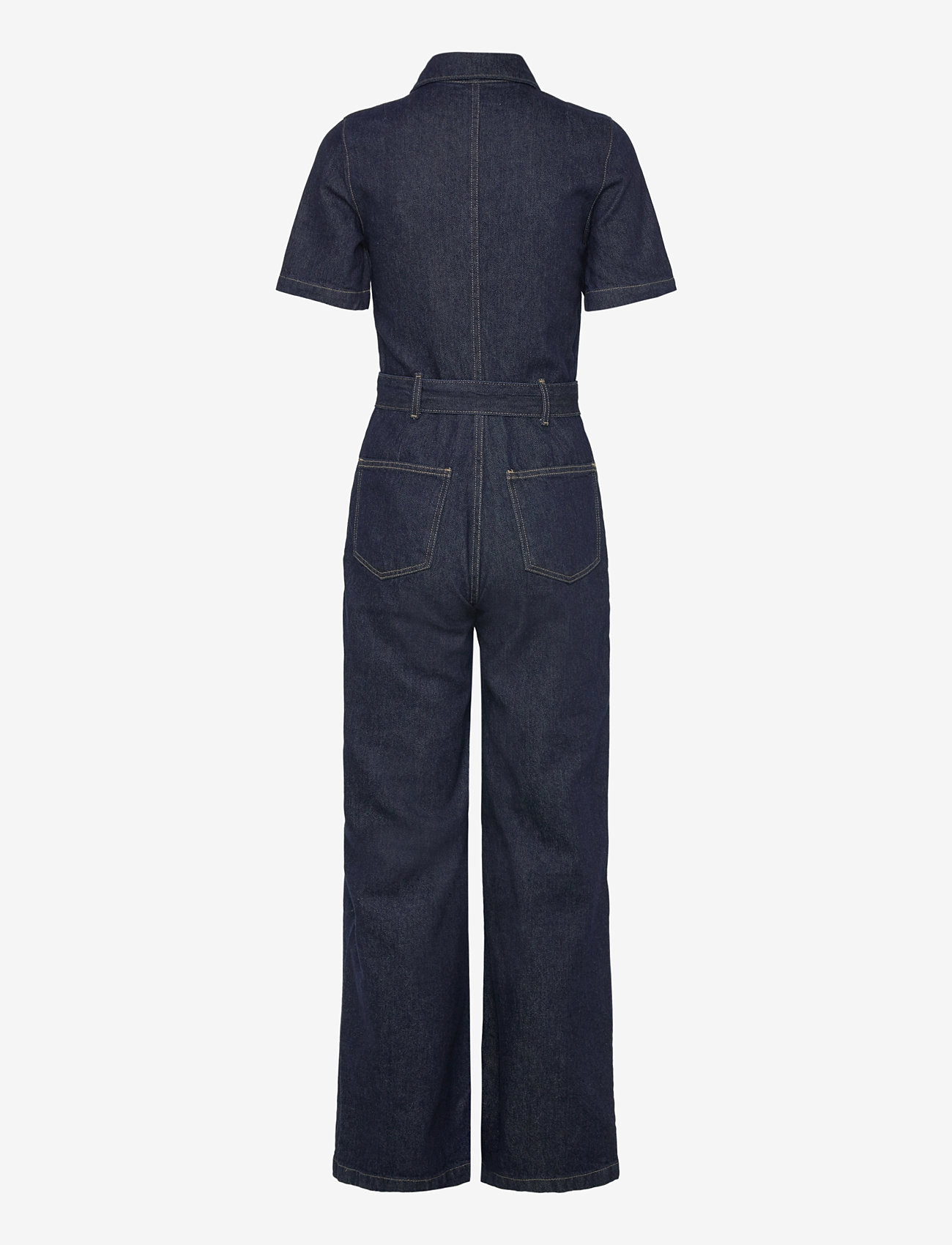 Mango - Short-sleeved denim jumpsuit - open blue - 1