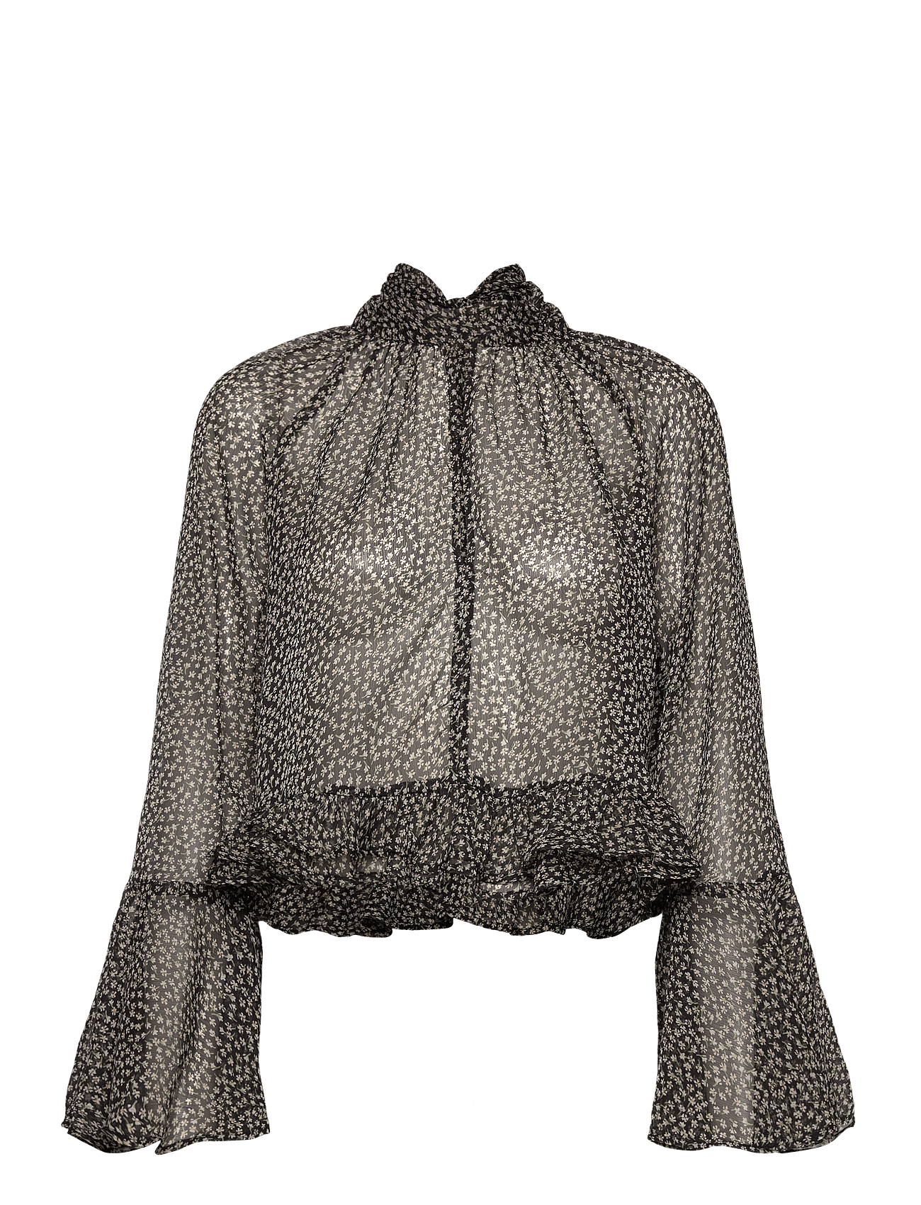 Floral-print blouse with ruffles