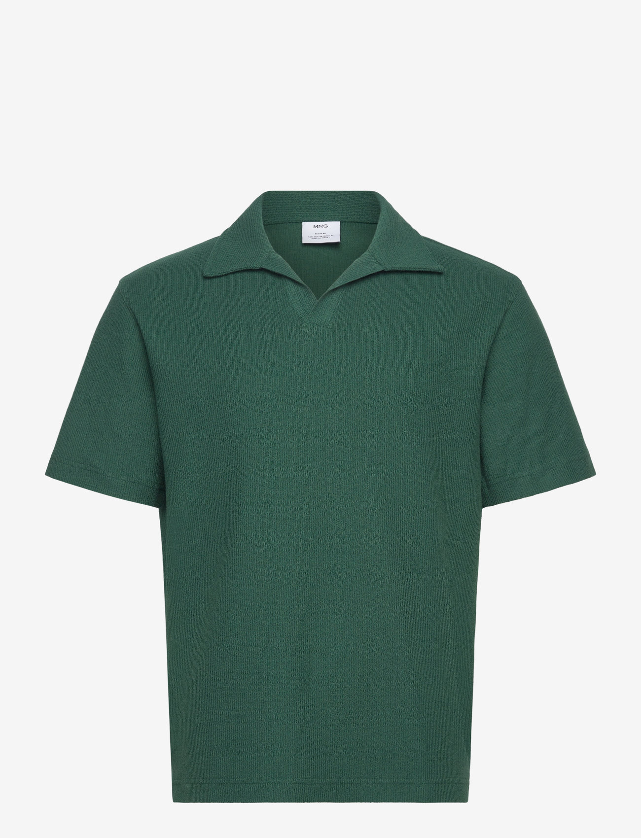 Mango - Regular-fit textured polo shirt - kortärmade pikéer - dark green - 0