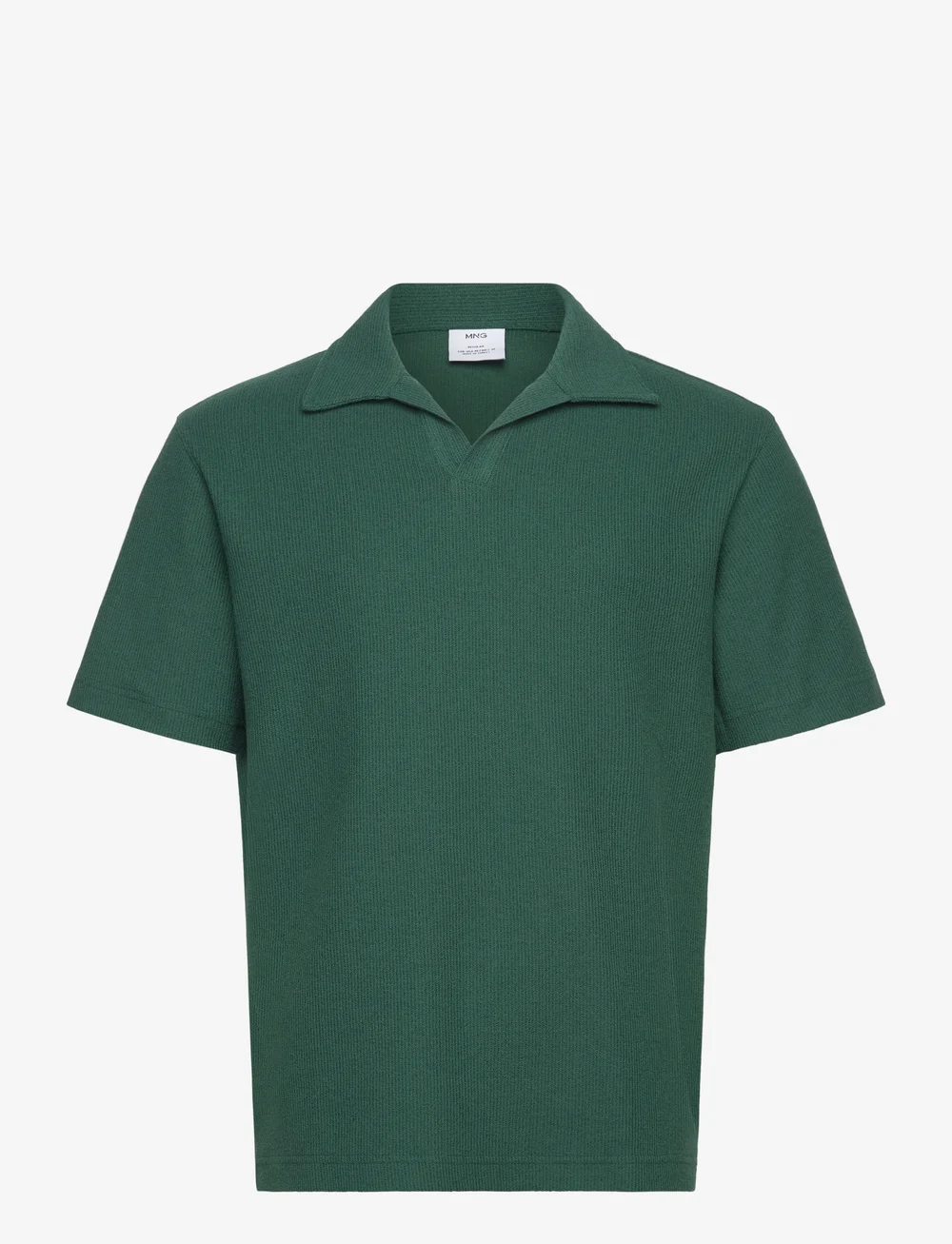 Mango - Regular-fit textured polo shirt - kurzärmelig - dark green - 0