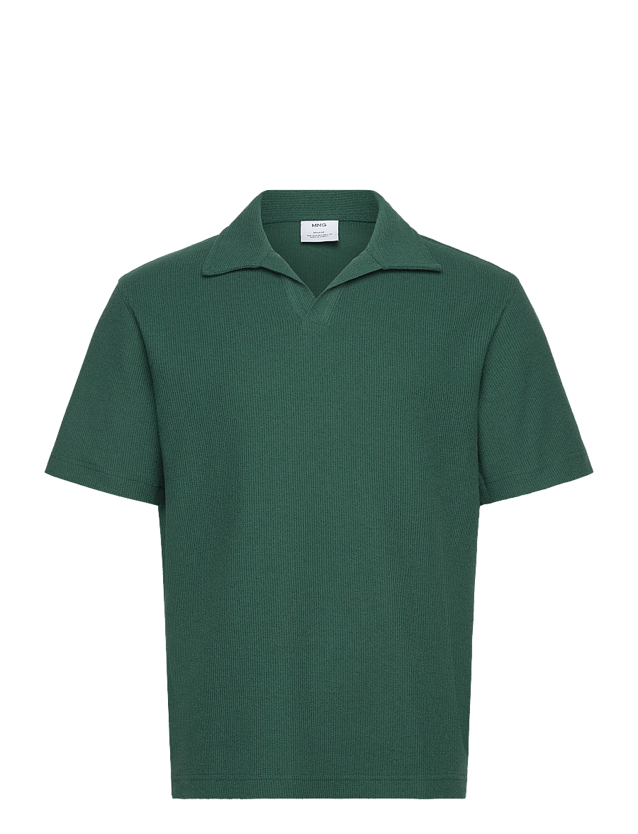Mango - Regular-fit textured polo shirt - kortärmade pikéer - dark green - 0