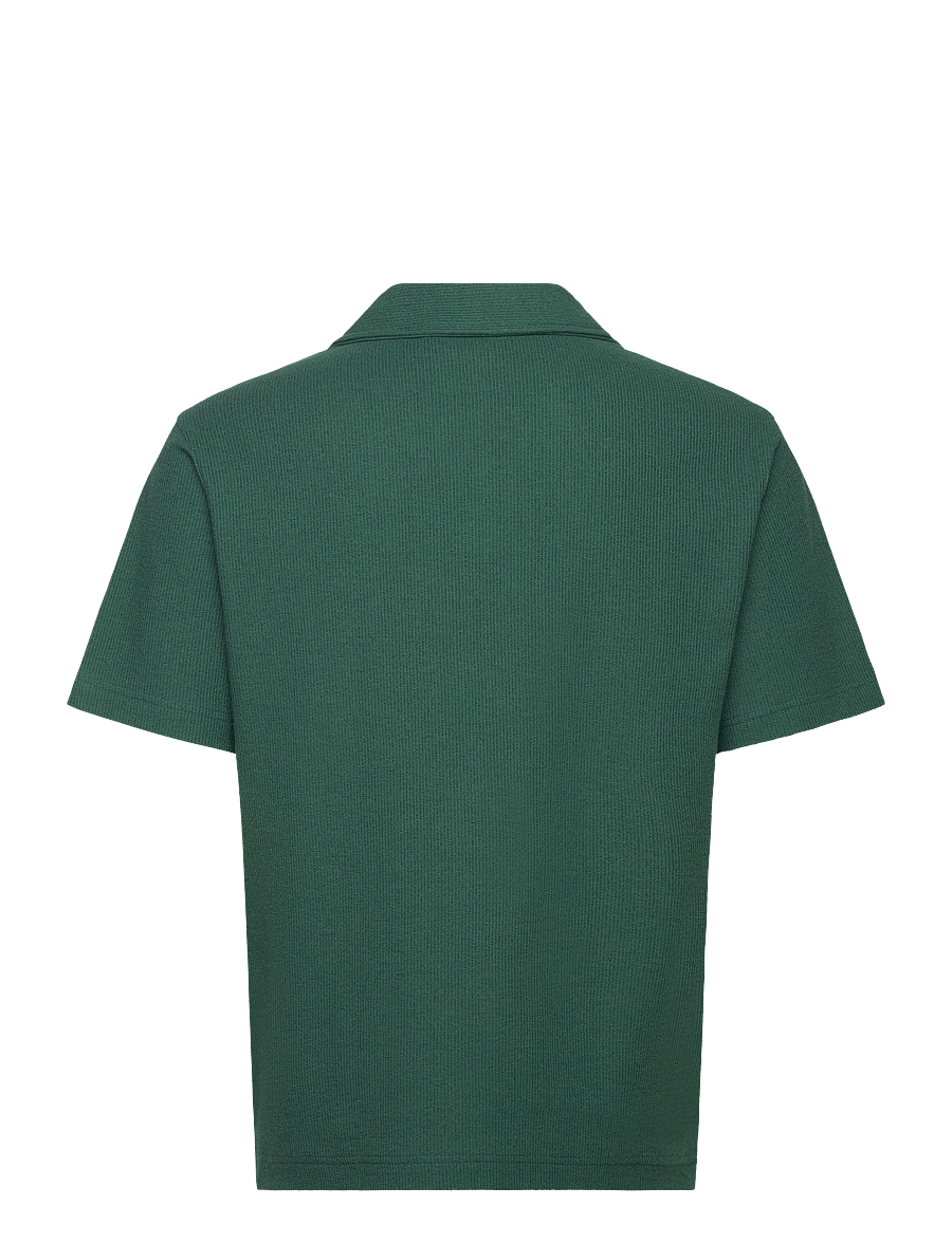 Mango - Regular-fit textured polo shirt - kortärmade pikéer - dark green - 1