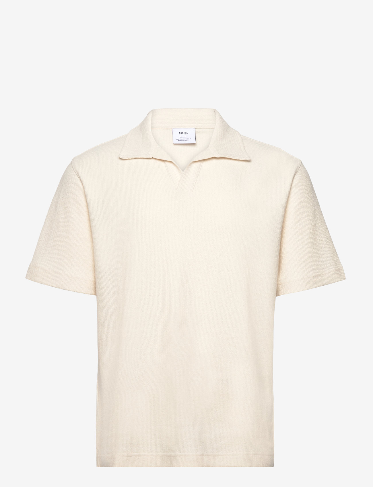 Mango - Regular-fit textured polo shirt - kortärmade pikéer - light beige - 0