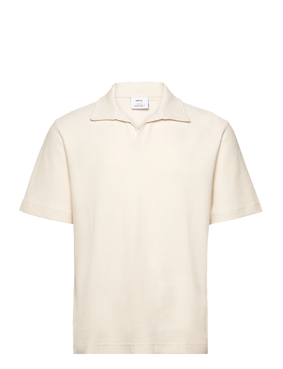 Mango - Regular-fit textured polo shirt - kortermede poloskjorter - light beige - 0
