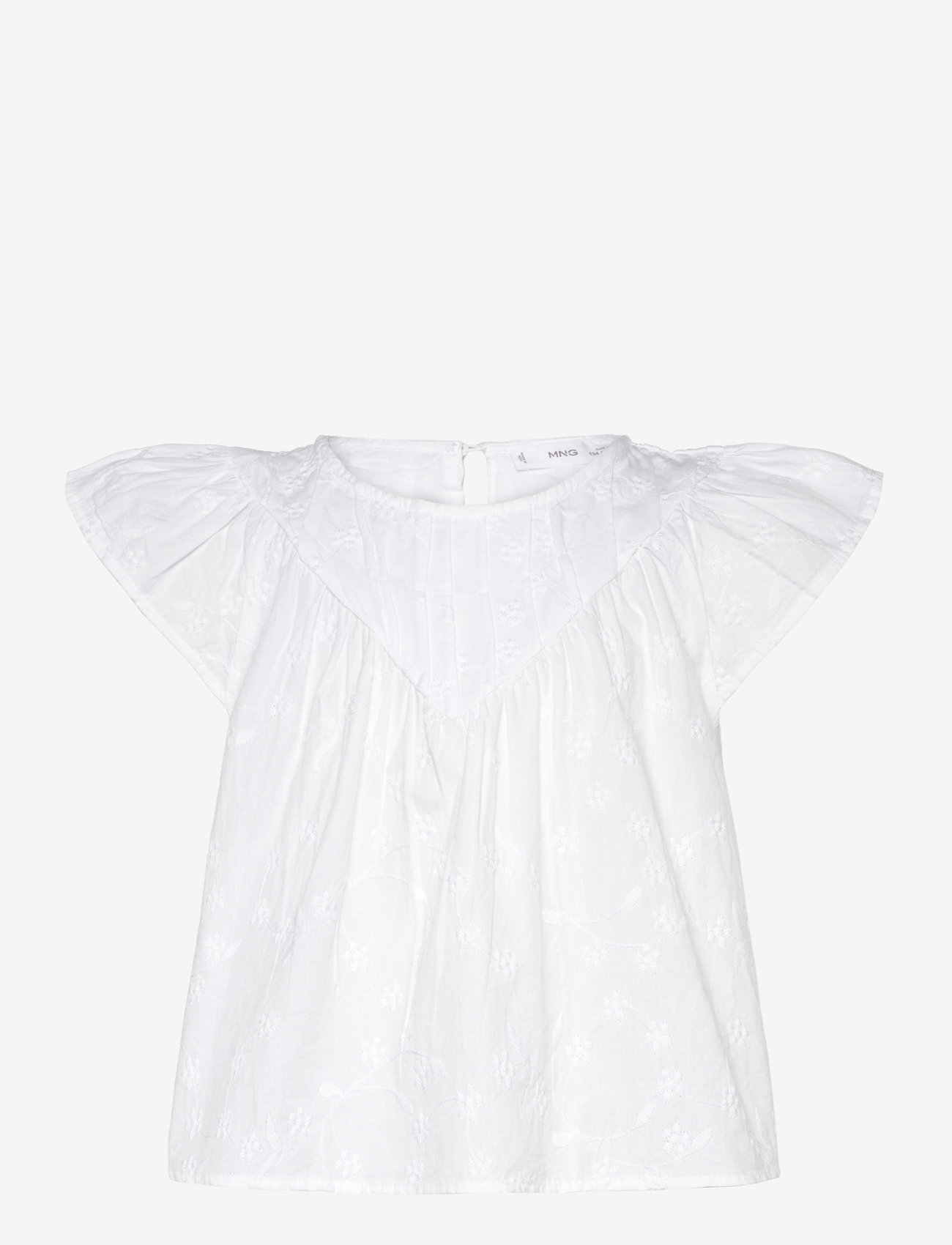 Mango - Embroidered cotton blouse - white - 0