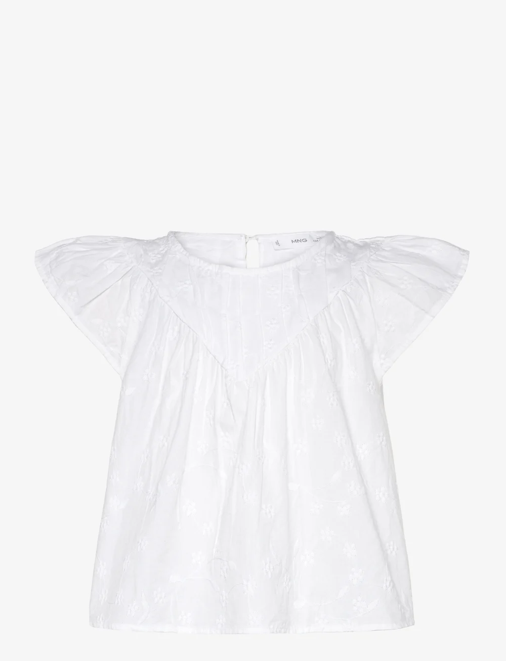 Mango - Embroidered cotton blouse - blusen & tuniken - white - 0