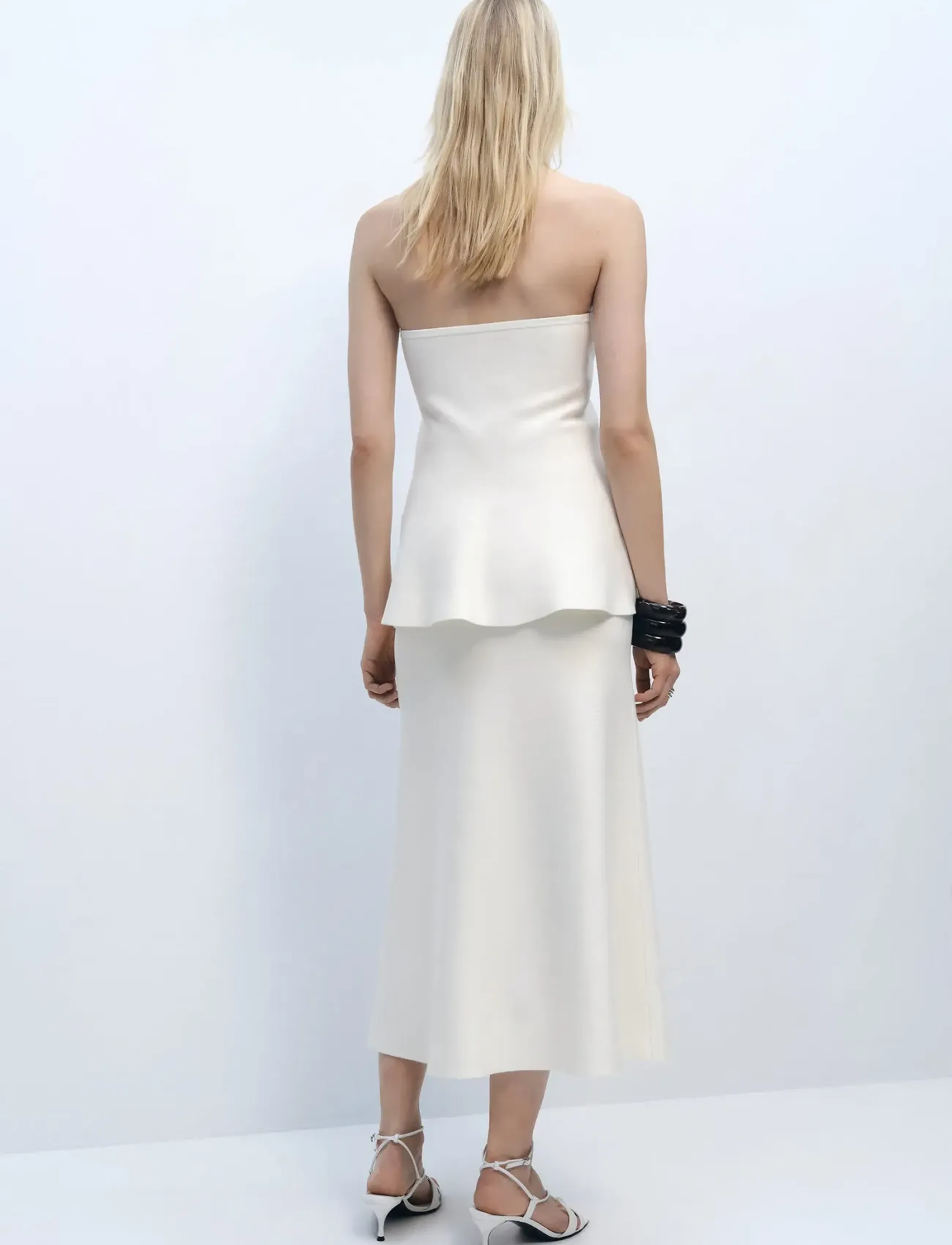 Mango - Fine-knit peplum skirt - stickade kjolar - light beige - 3