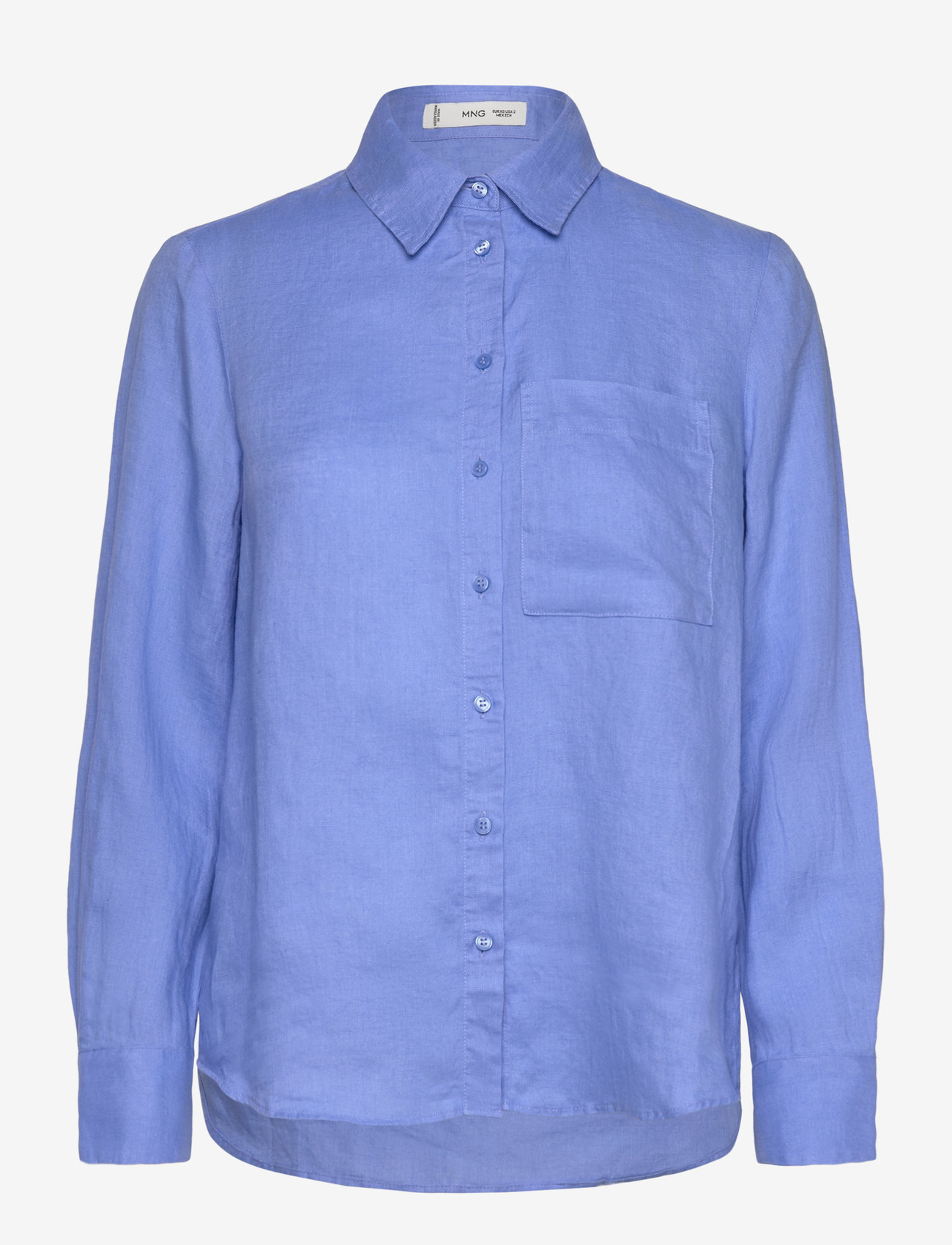 Mango - Pocket linen shirt - medium blue - 1