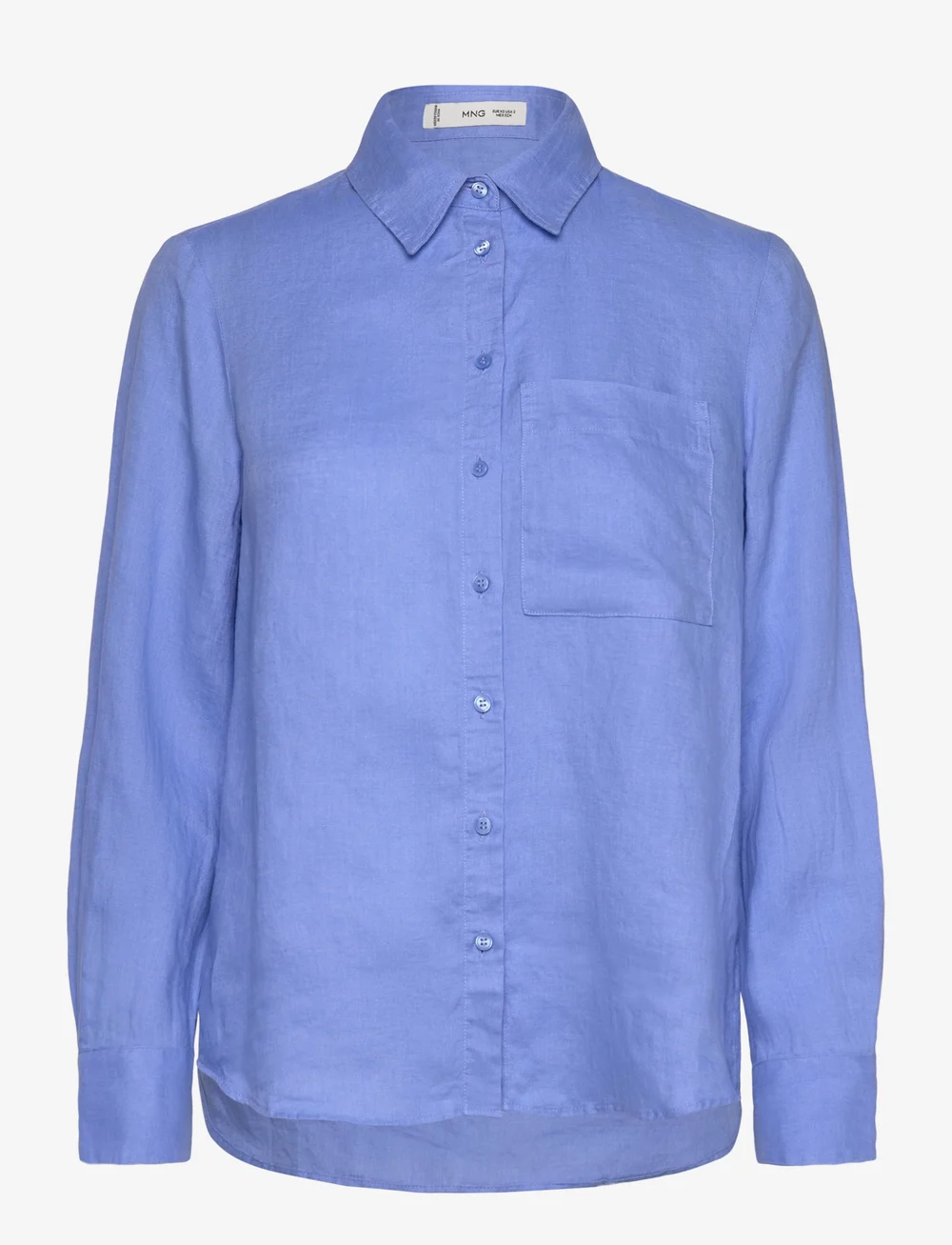 Mango - Pocket linen shirt - leinenhemden - medium blue - 1