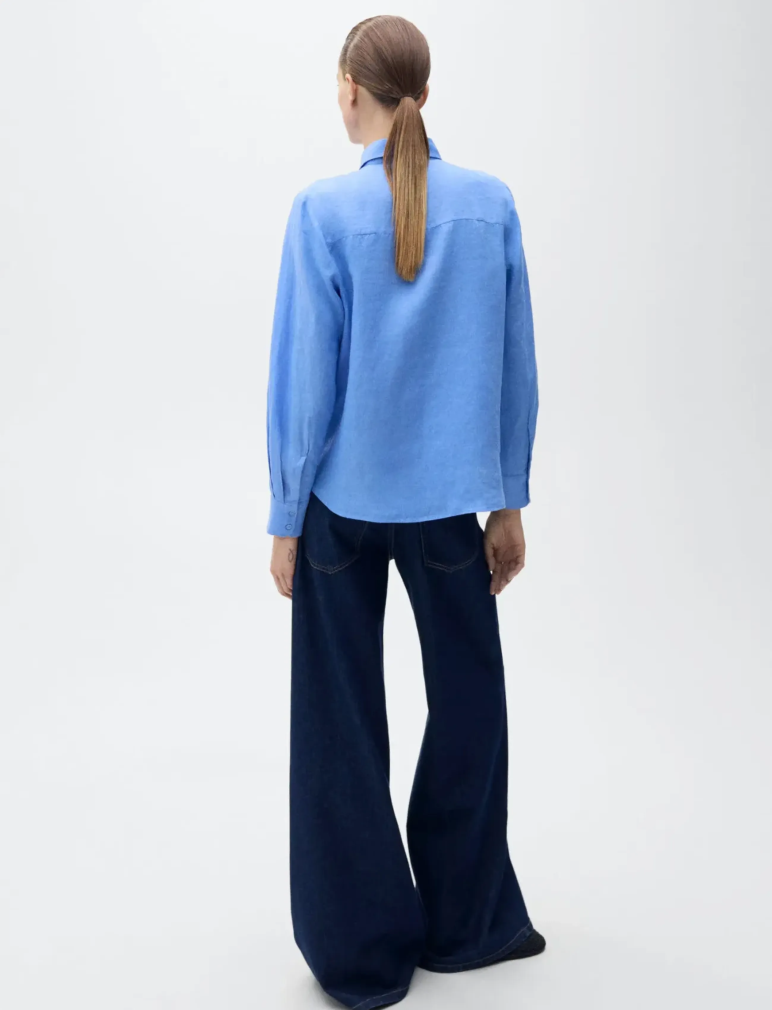Mango - Pocket linen shirt - medium blue - 3