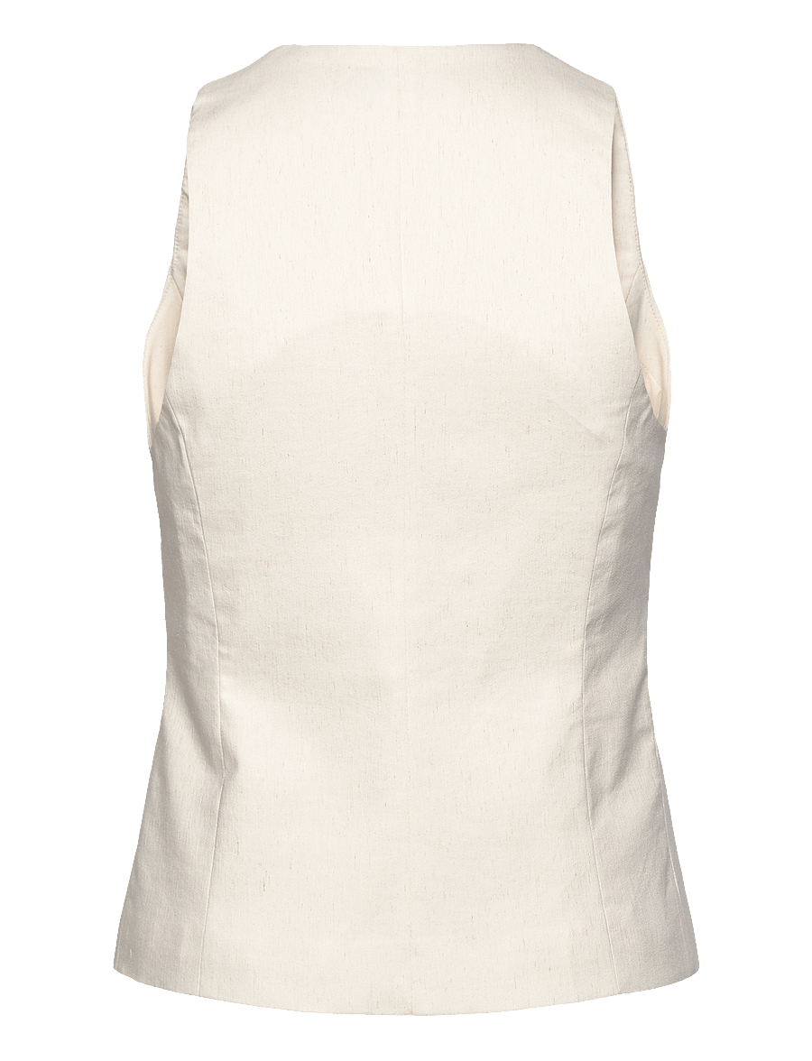 Mango - Linen-blend top with bow - Ærmeløse bluser - light beige - 2
