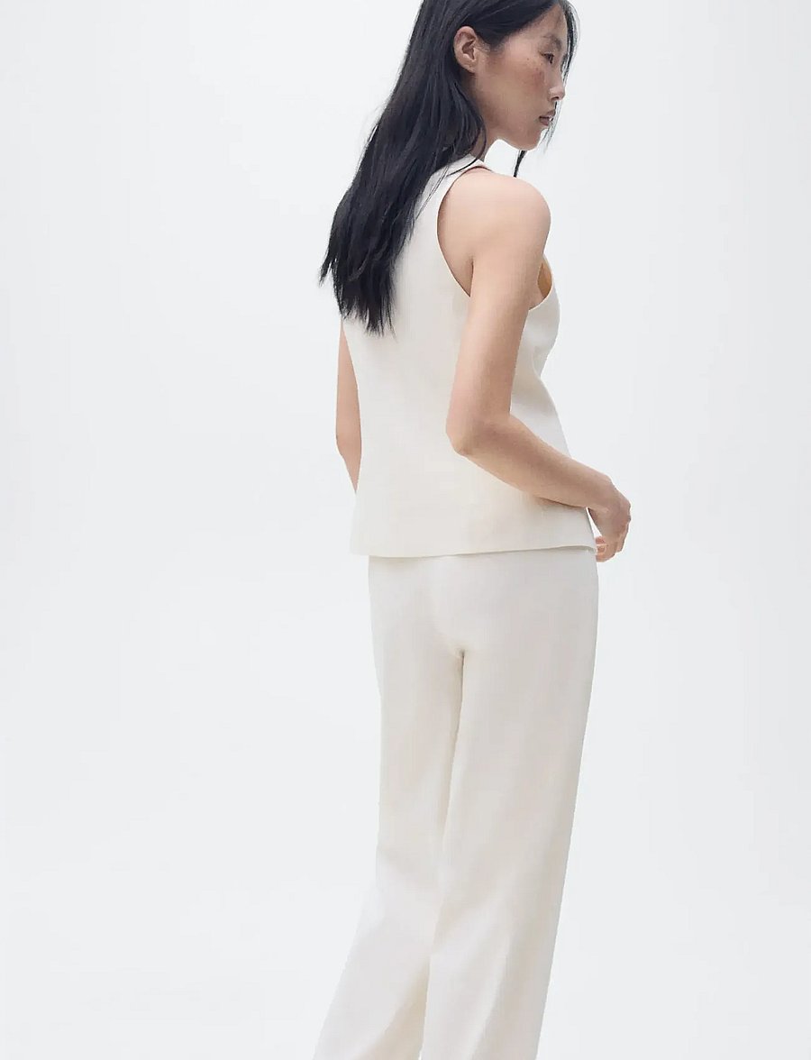 Mango - Linen-blend top with bow - Ærmeløse bluser - light beige - 3
