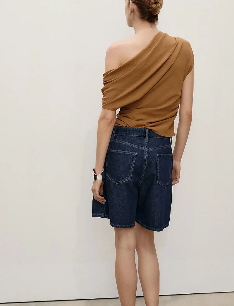 Mango - Denim rinse-wash bermuda shorts with pleats - jorts - open blue - 3