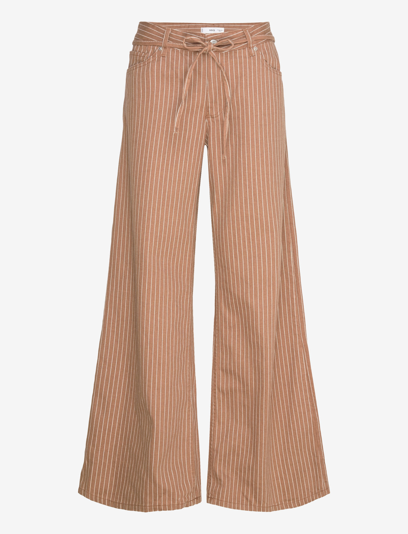 Mango - Wide leg jeans with stripes and belt - hosen mit weitem bein - medium brown - 1