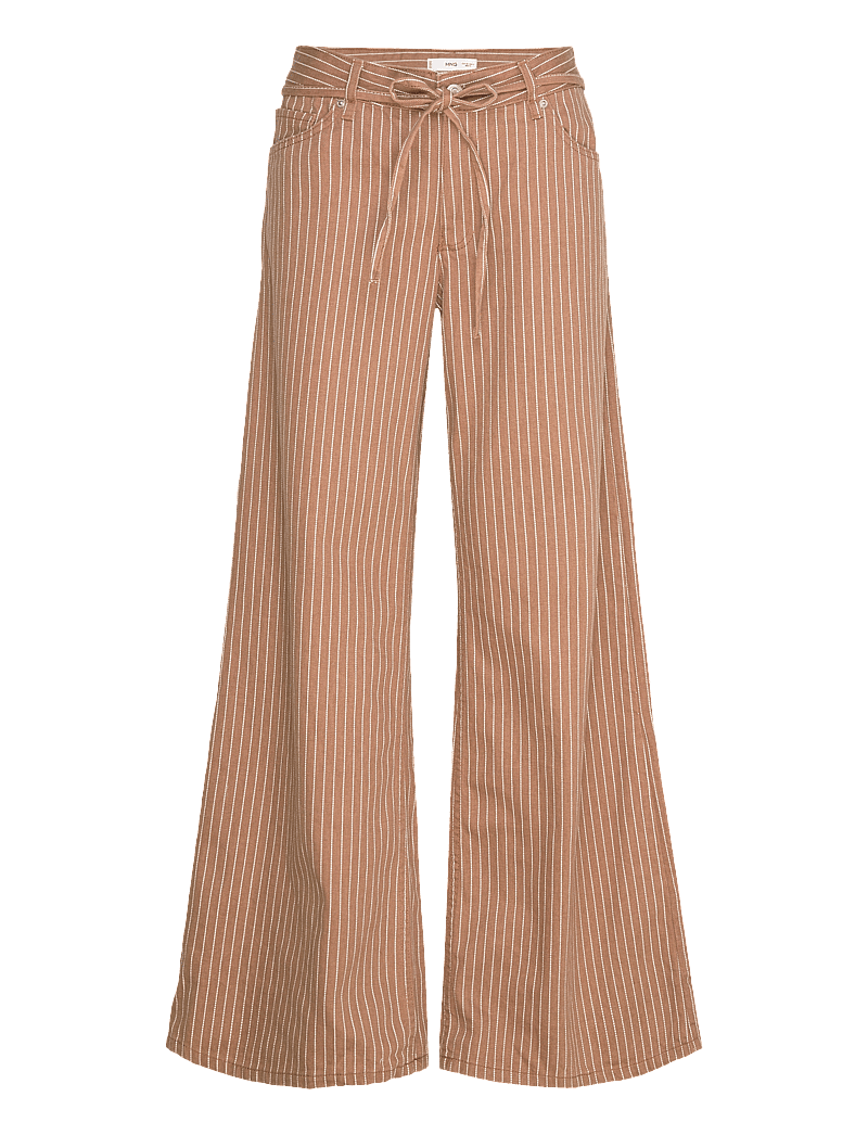 Mango - Wide leg jeans with stripes and belt - hosen mit weitem bein - medium brown - 1